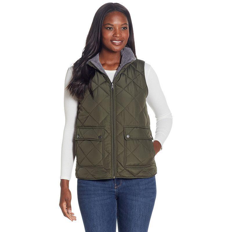 Womens Weathercast Midweight Reversible Vest Dusty Green Product Image