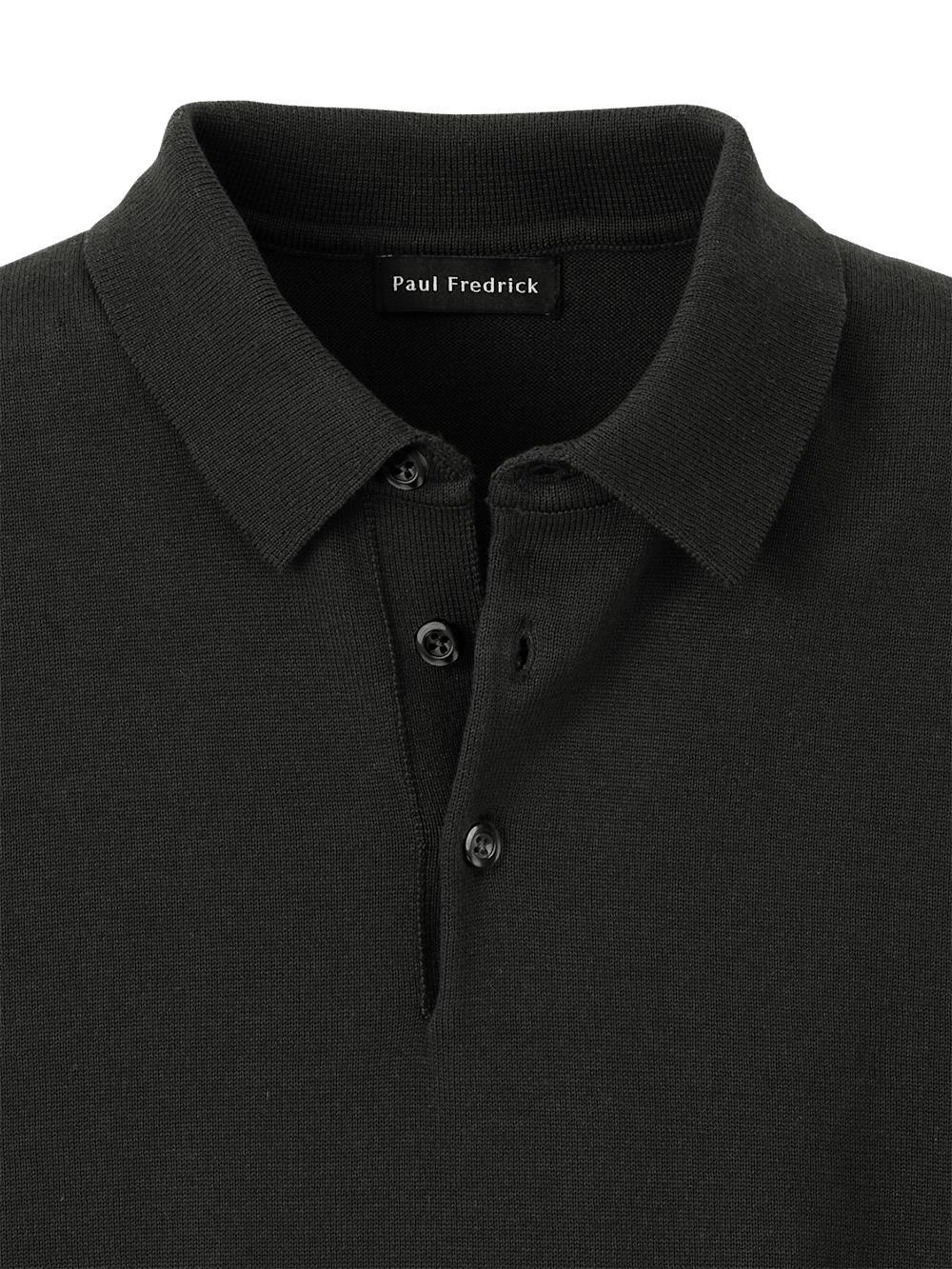 Supima Cotton Three Button Polo - Navy Product Image