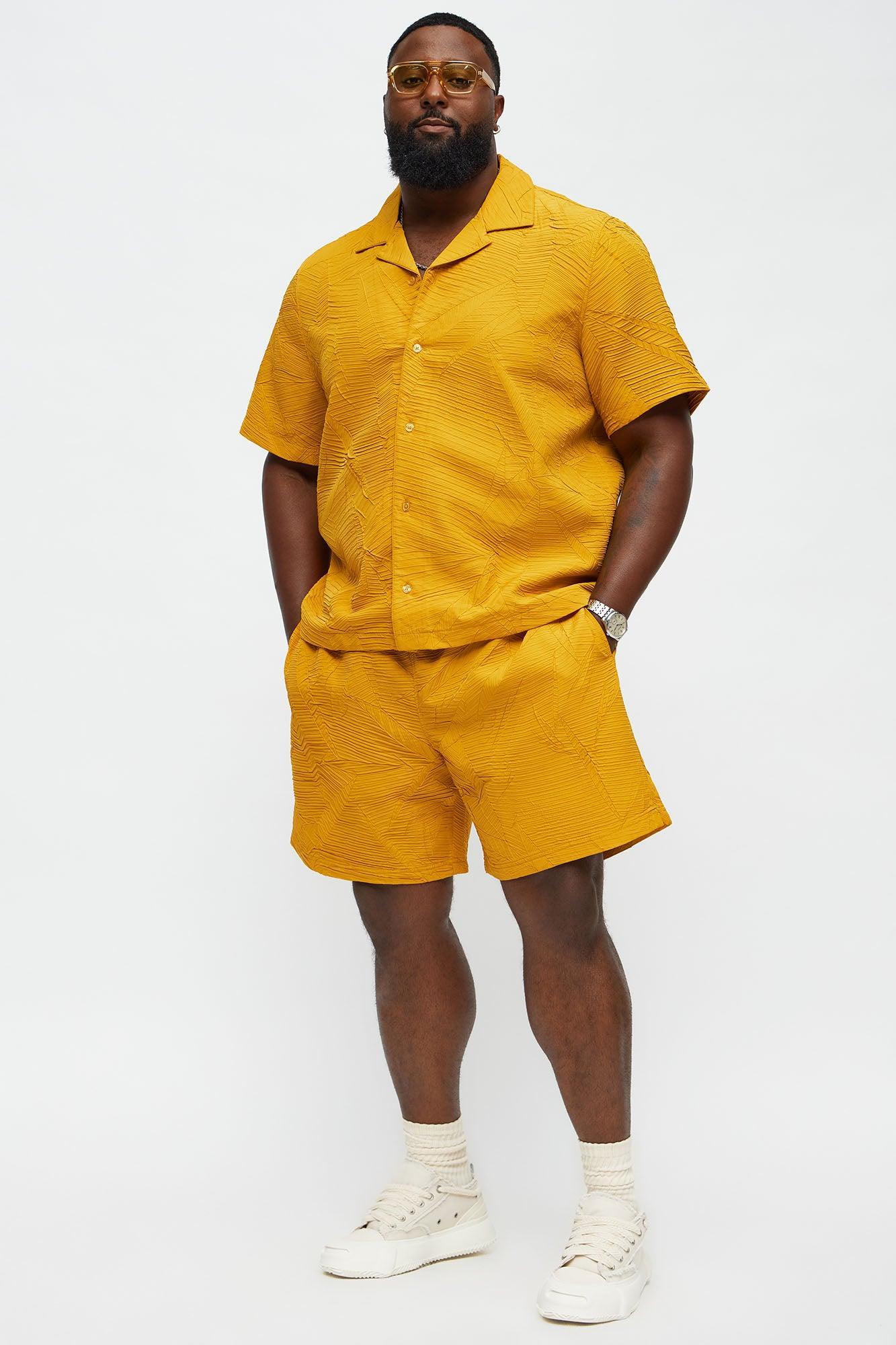 Ponce Textured Relaxed Shorts - Mustard Male Product Image