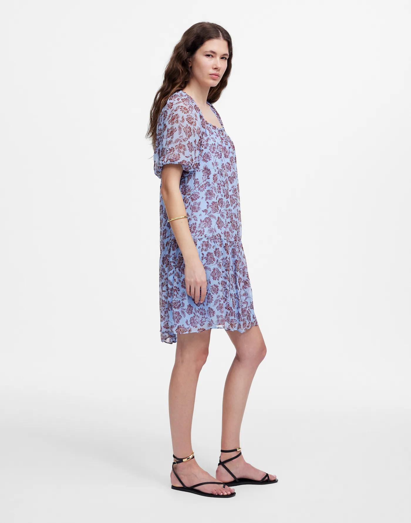 Puff-Sleeve Mini Dress in Floral Product Image