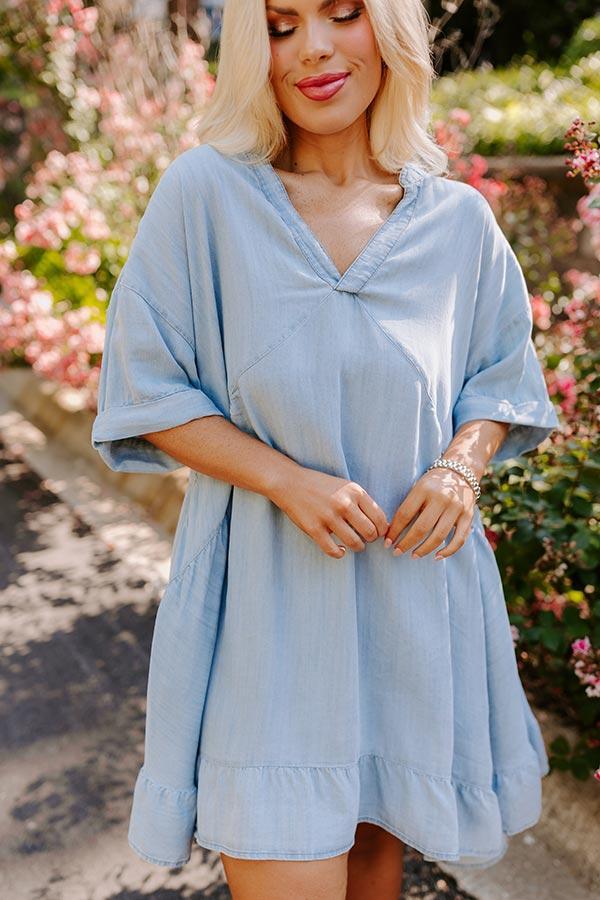 Farmers Market Cutie Chambray Mini Dress Curves Product Image