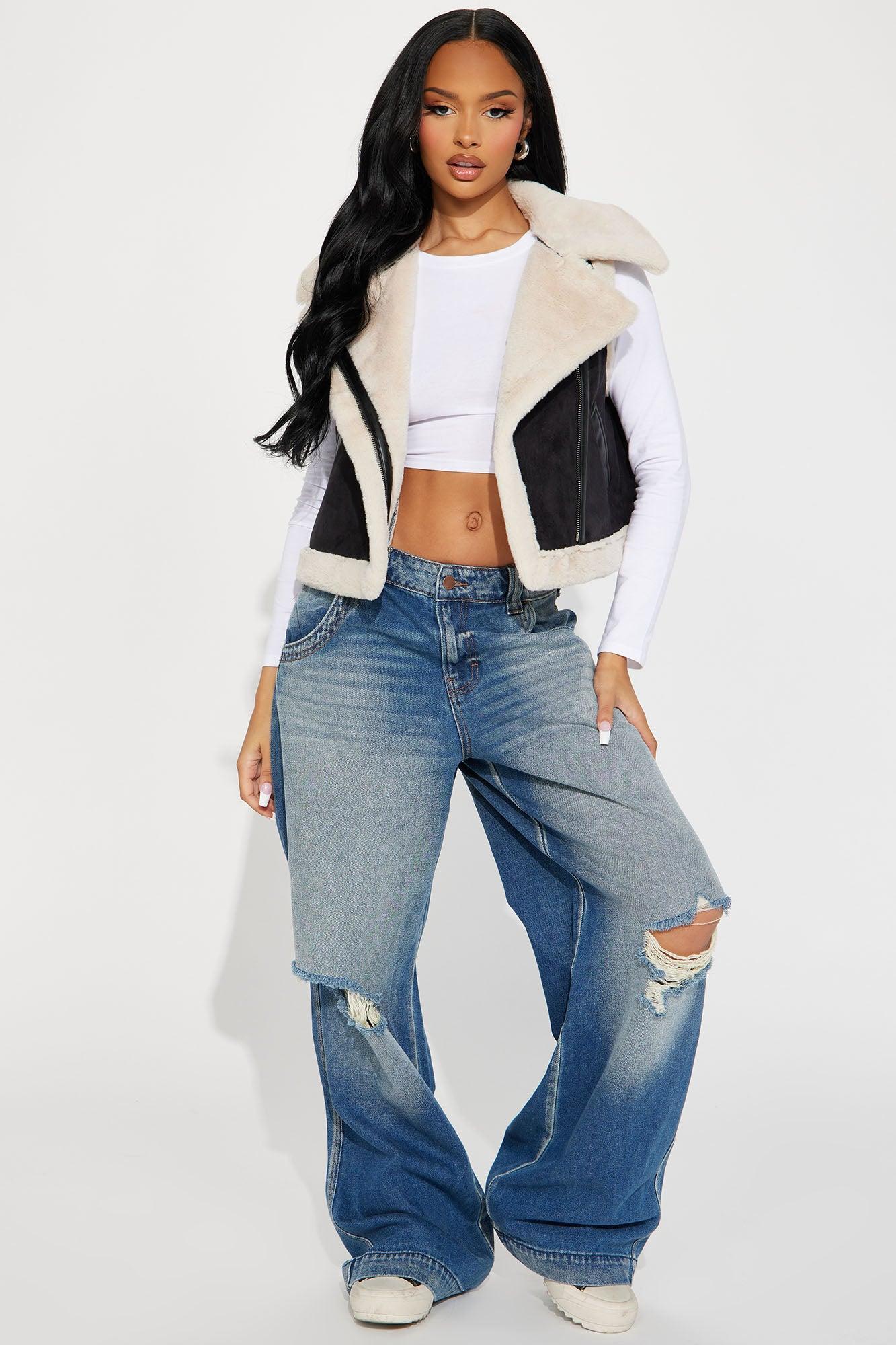Cold Night Out Shearling Vest - Black Product Image