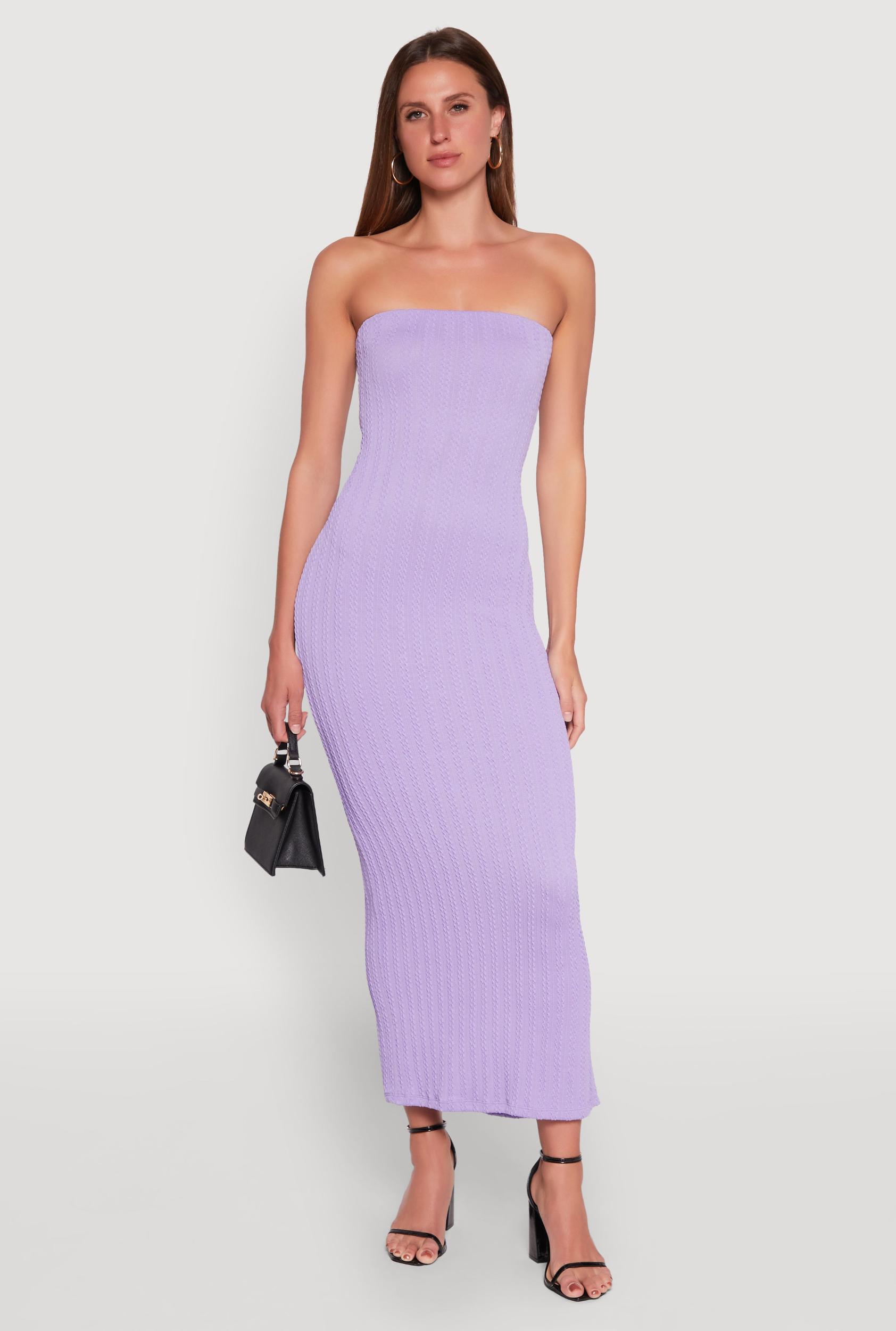 Womens Textured Knit Back Slit Maxi Tube Dress Product Image