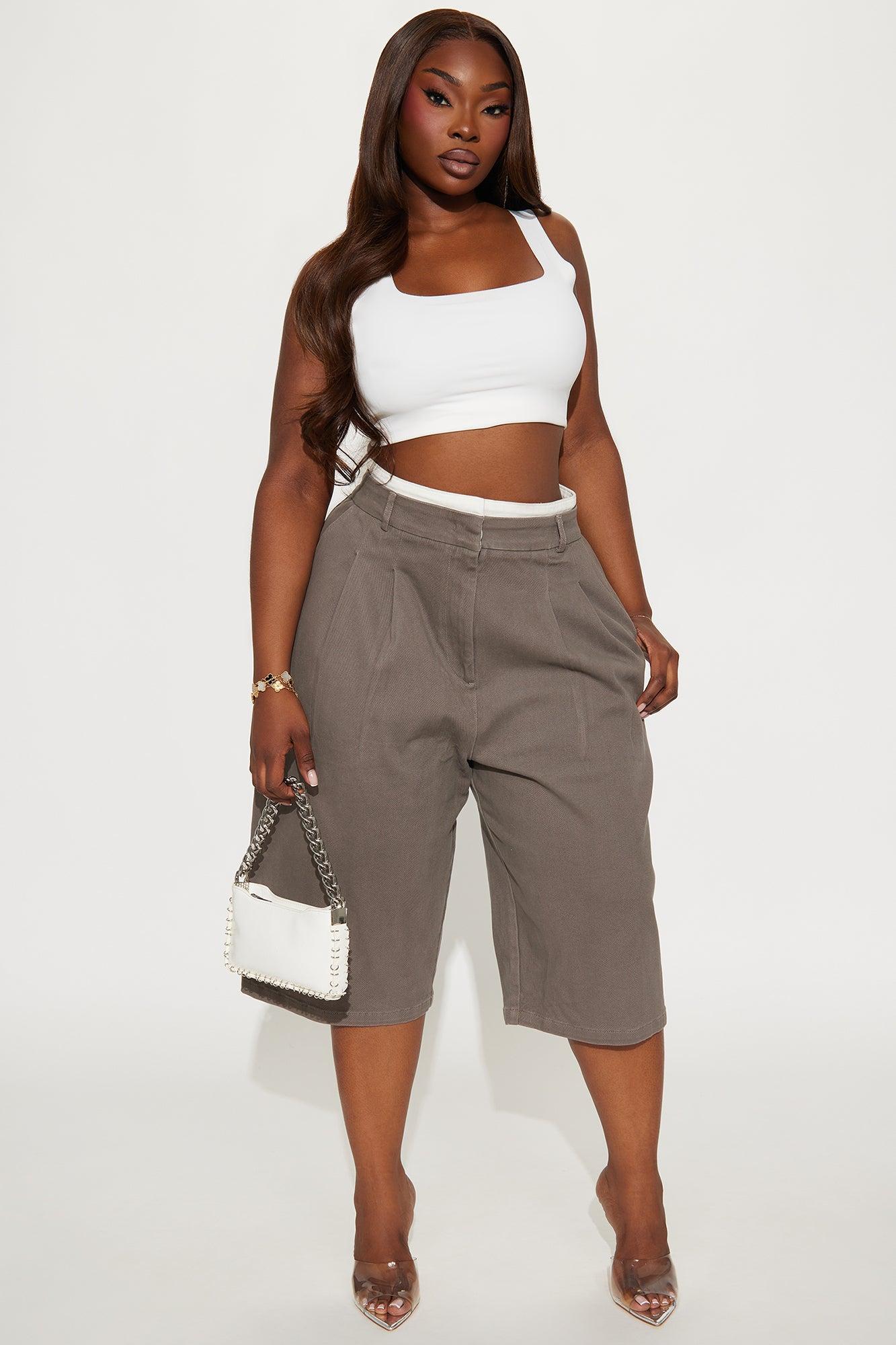 Janet Double Waistband Bermuda Short - Grey Product Image
