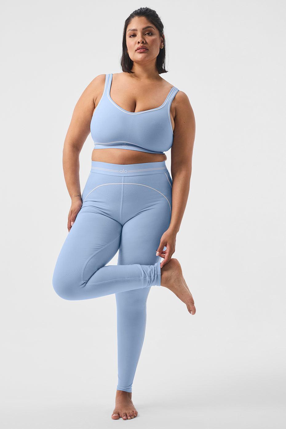 Airbrush High-Waist Heart Throb Legging - Seashell Blue/White Product Image