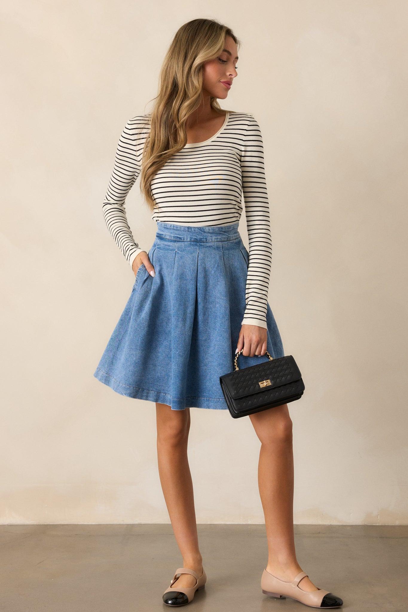 Mixed Signals Ivory Stripe Long Sleeve Top Product Image