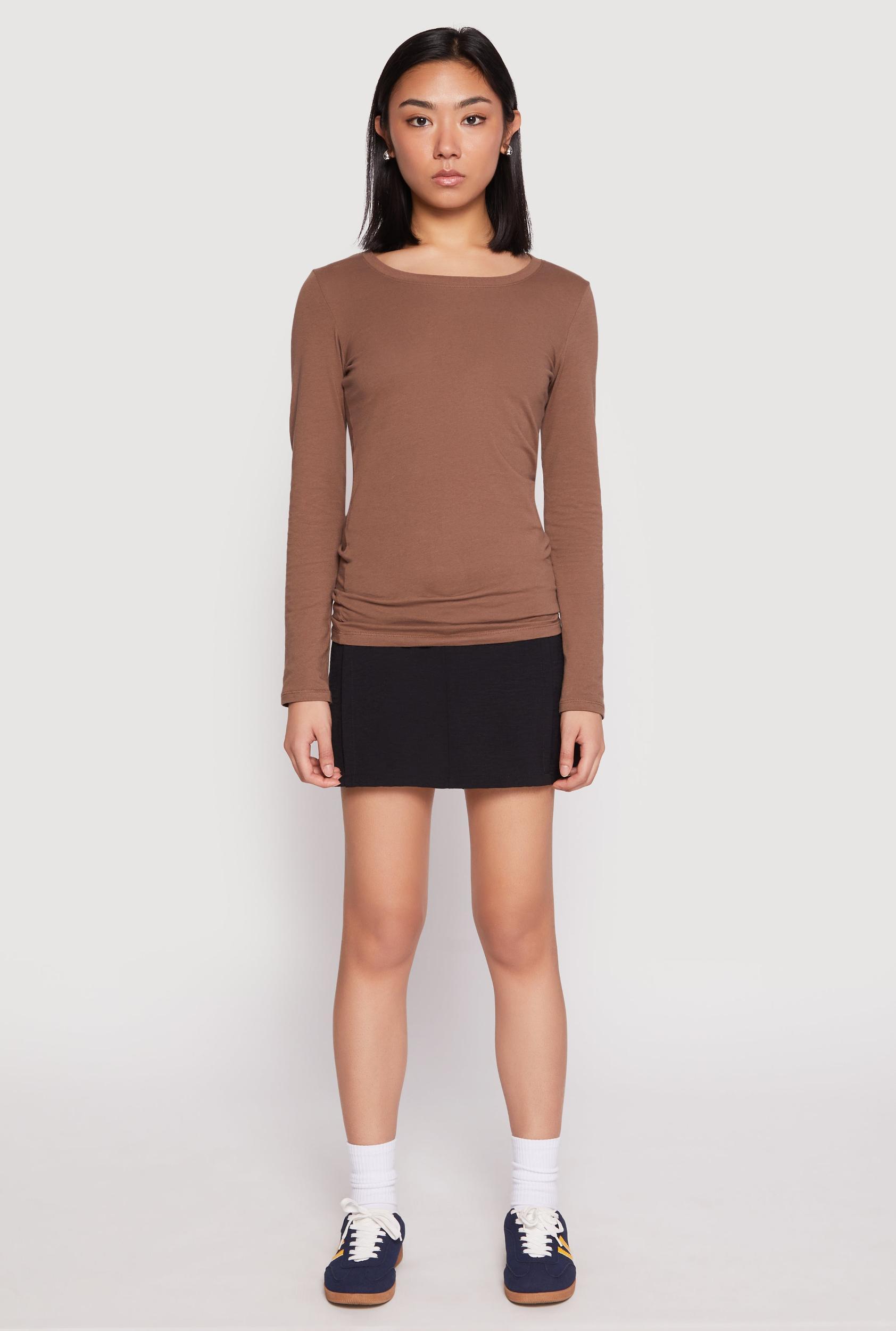 Womens Basic Crew Neck Long Sleeve Tee Product Image
