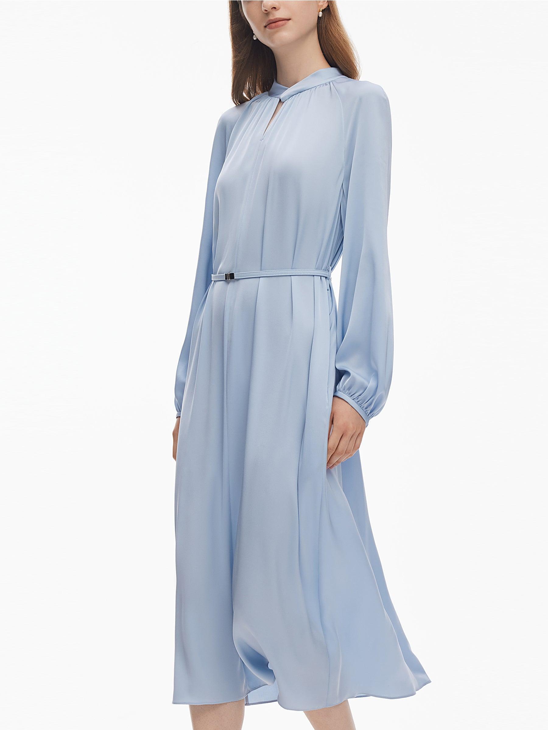22MM Mulberry Silk Women Long Sleeve Maxi Dress With Belt Product Image