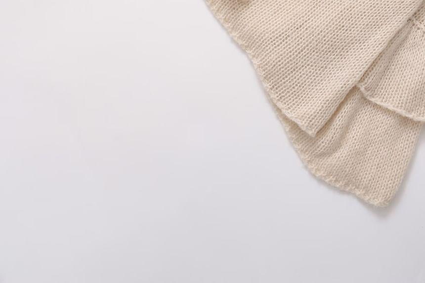 Bell Sleeve V-Neck Plain Tie Front Cardigan Product Image