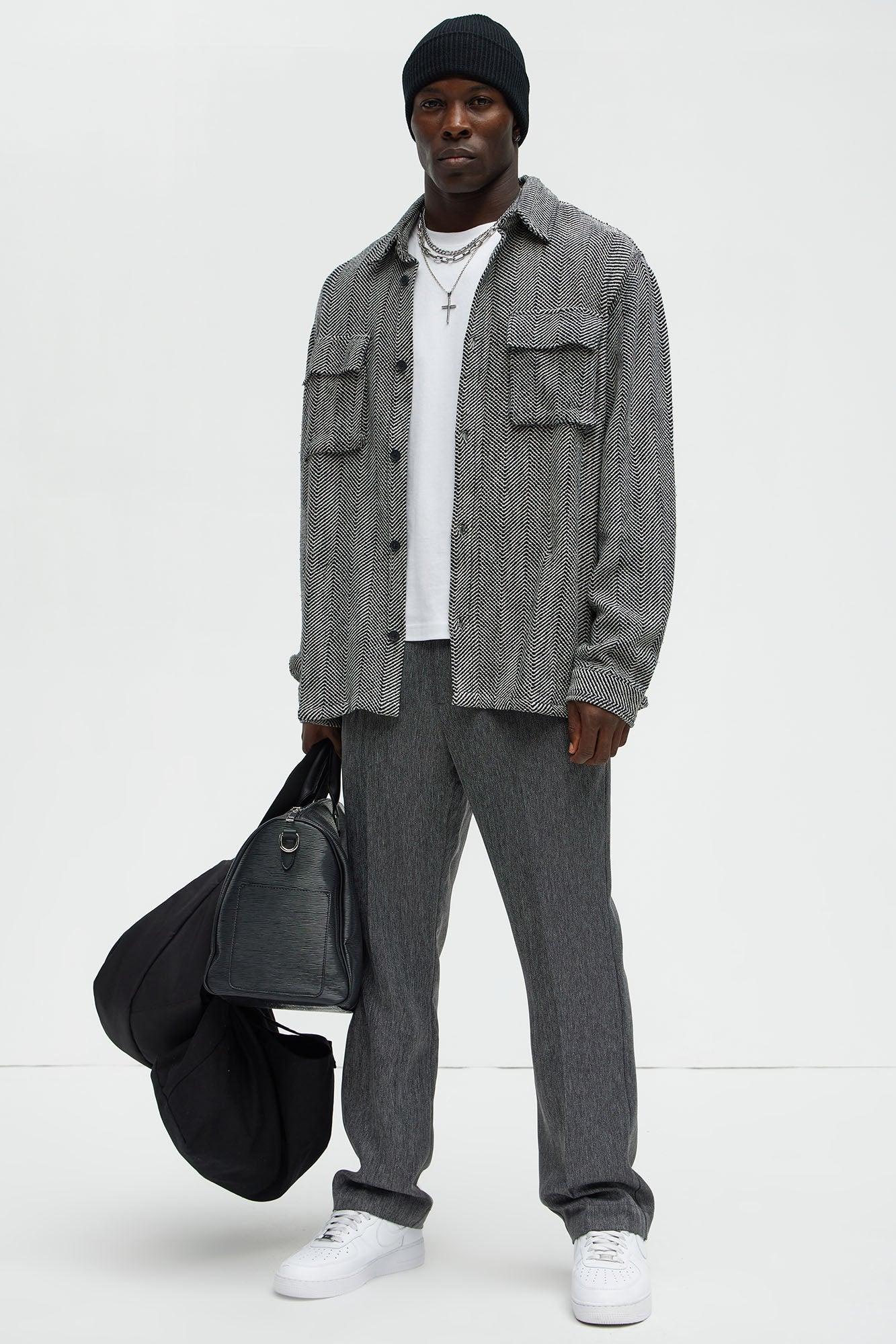 Keystone Herringbone Button Up Shirt - Black/combo Product Image