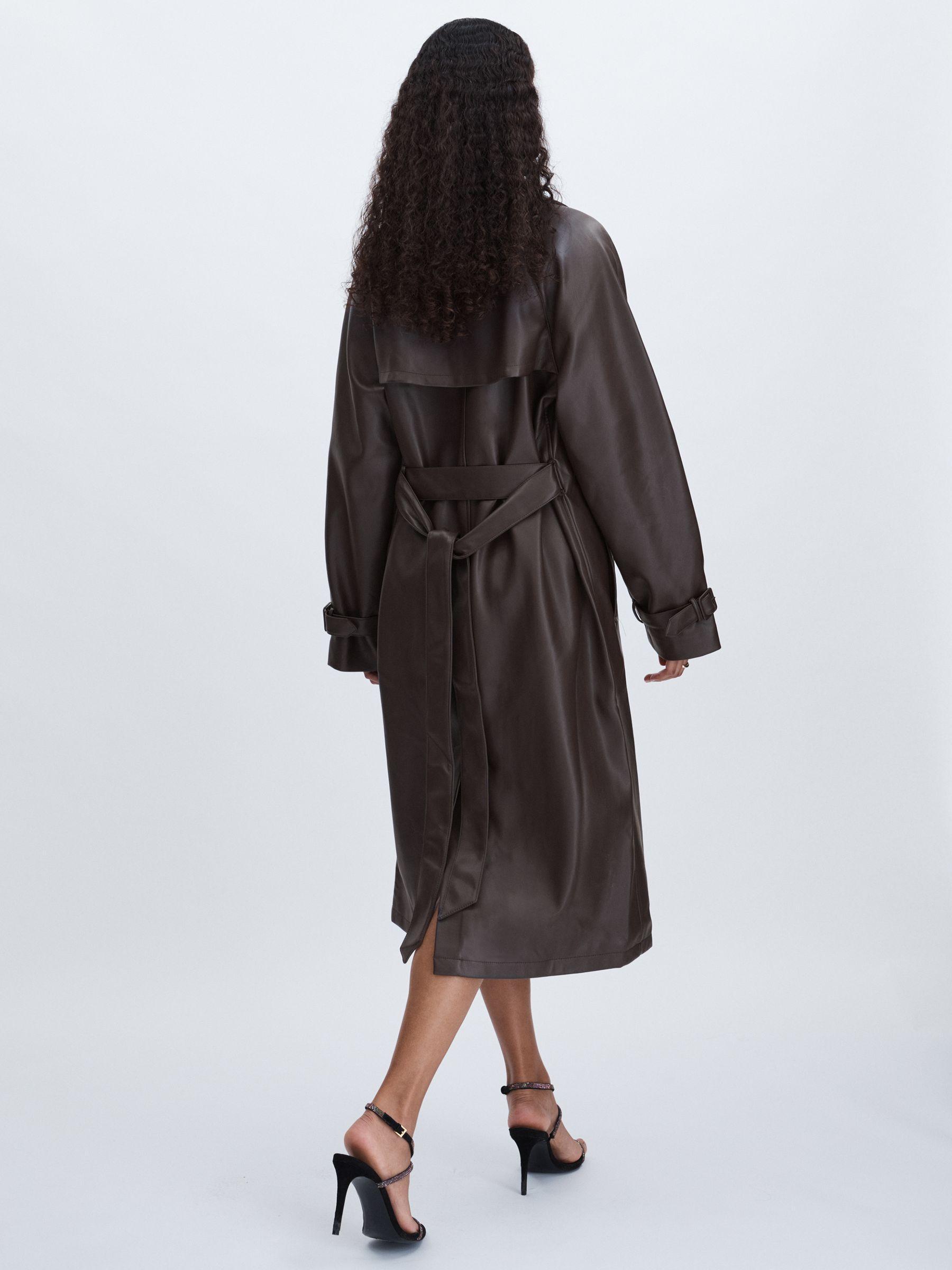 Good American Faux-Leather Trench Coat in Bitter Chocolate Product Image