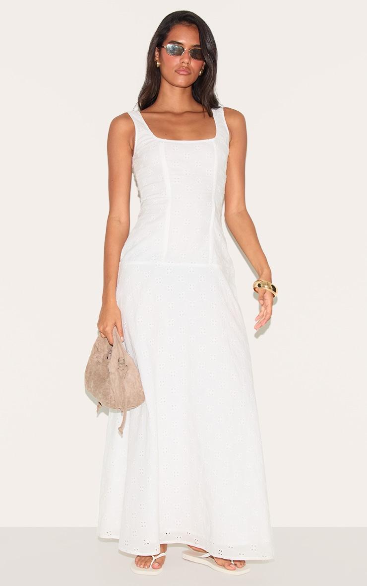 White Broderie Corset Midaxi Dress Product Image