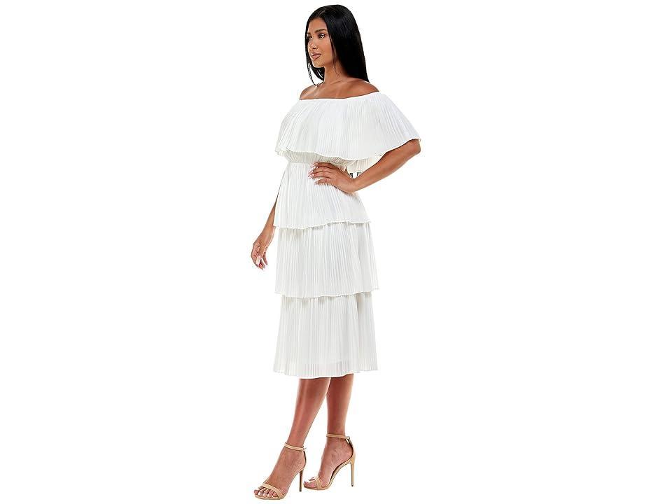 Bebe Off Shoulder Tiered Dress Women's Clothing Product Image