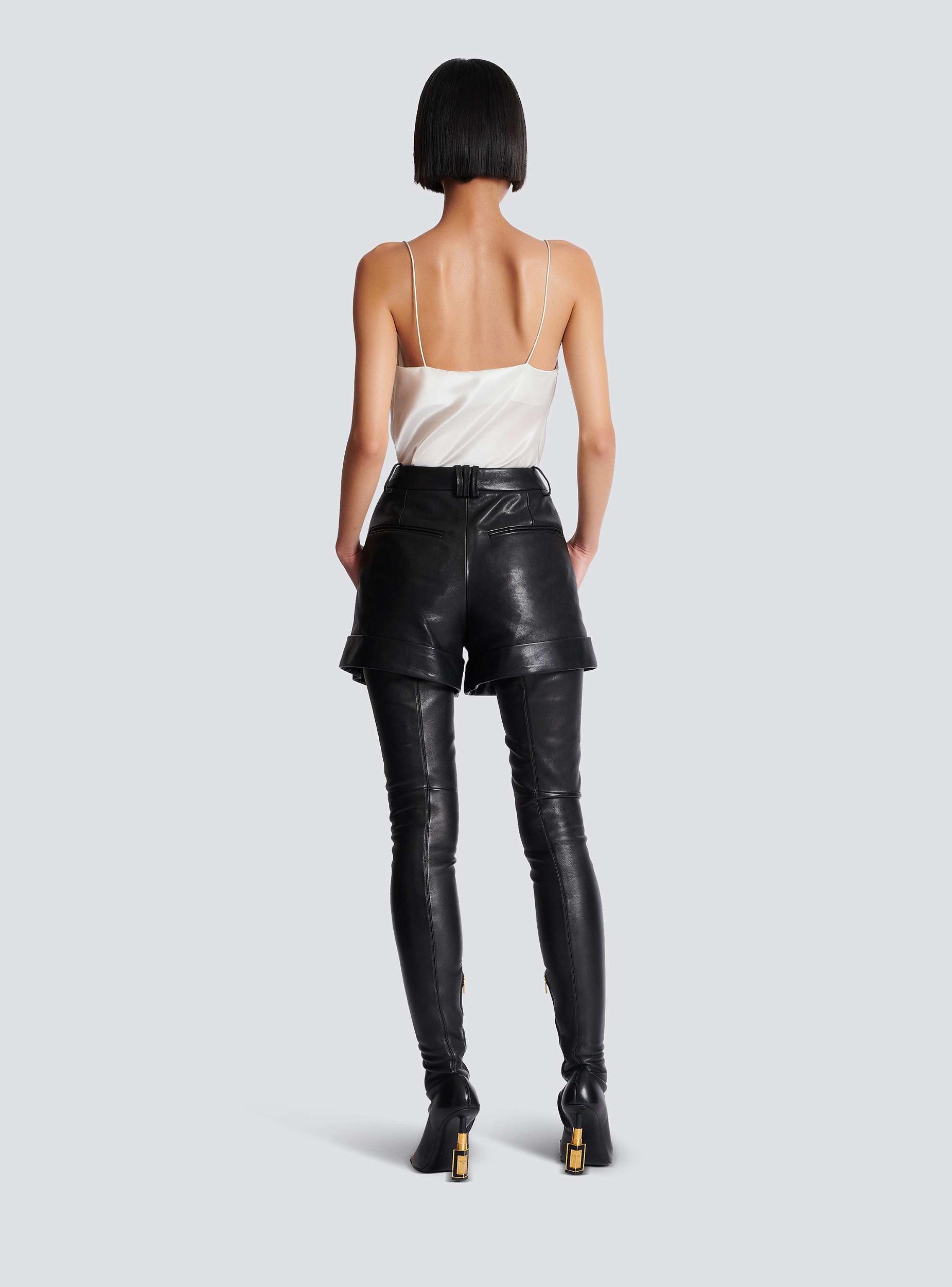 Pleated lambskin shorts Product Image