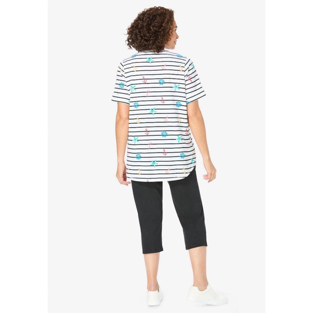 Woman Within Women's Plus Size Short-Sleeve Button Down Seersucker Shirt Product Image