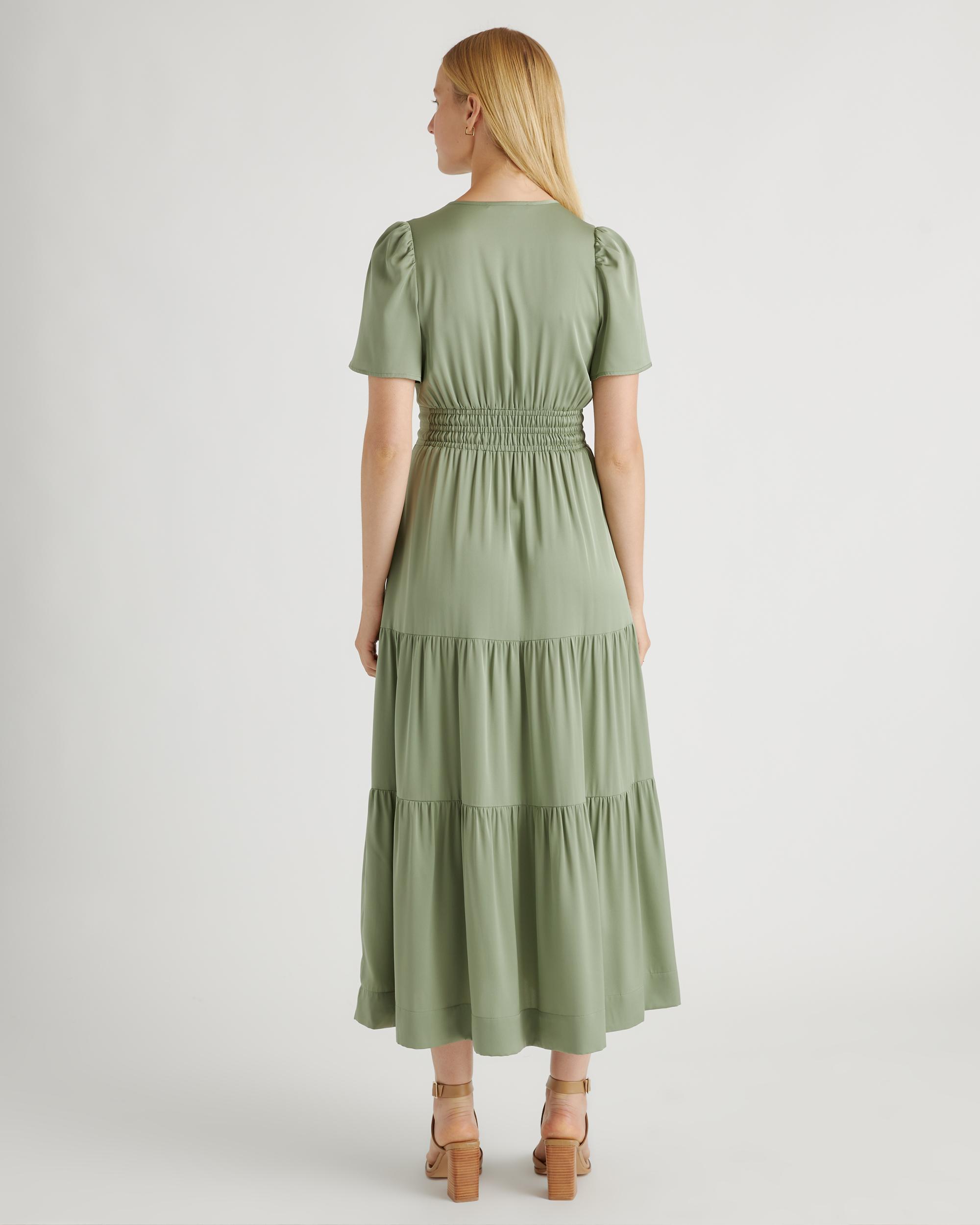 Quince | Women's Washable Stretch Silk Tiered Maxi Dress Product Image
