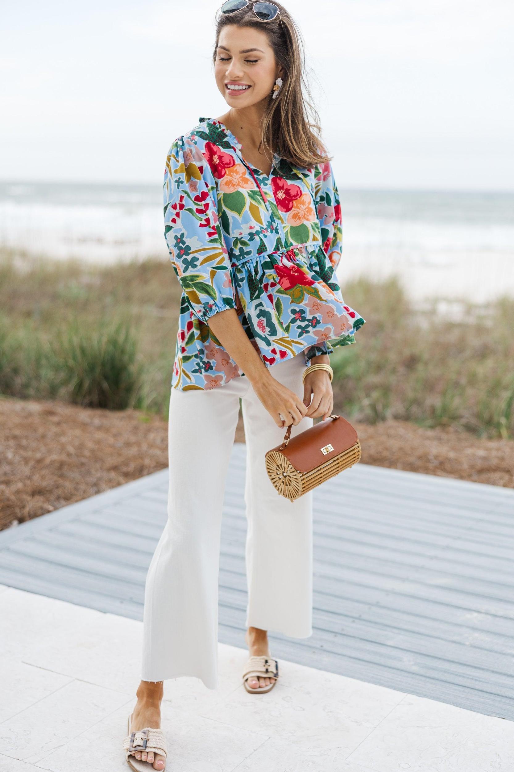 All On You Light Blue Floral Blouse Female Product Image
