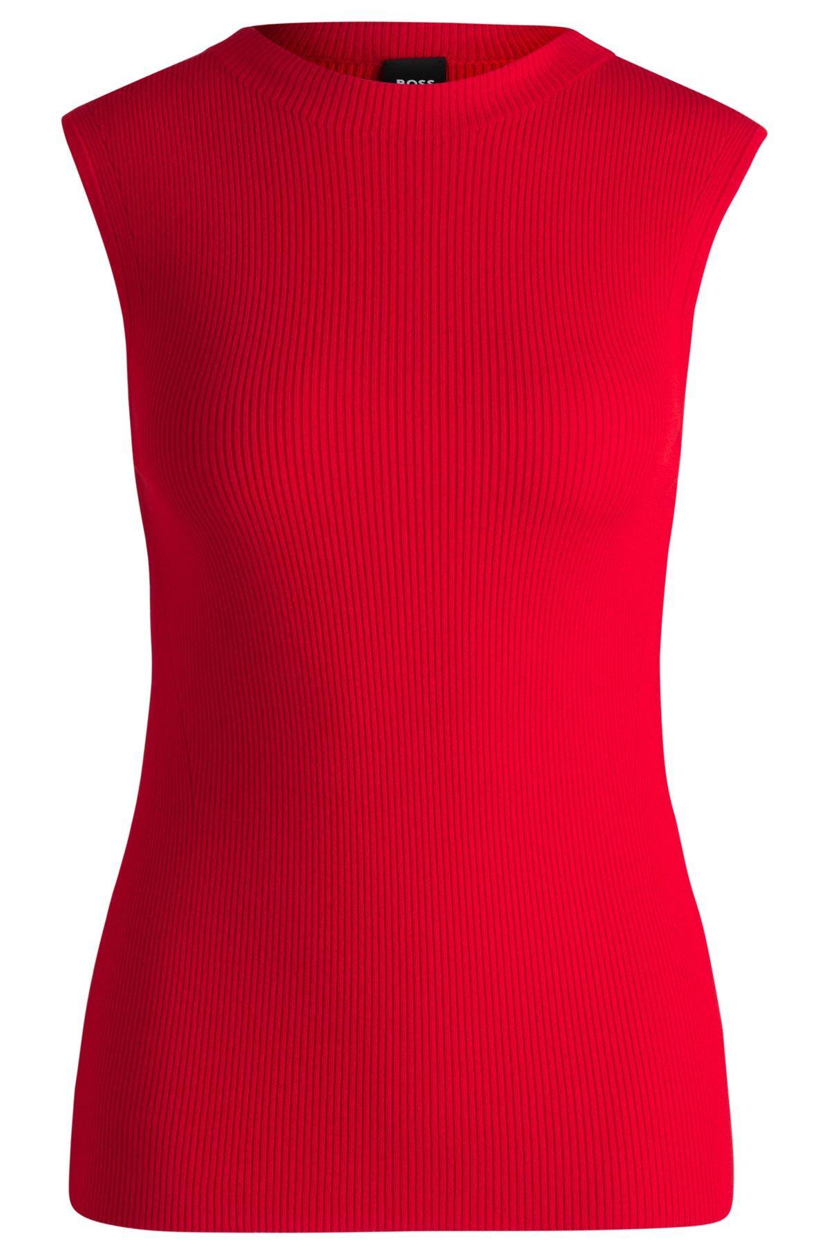 Sleeveless mock-neck top in ribbed fabric Product Image