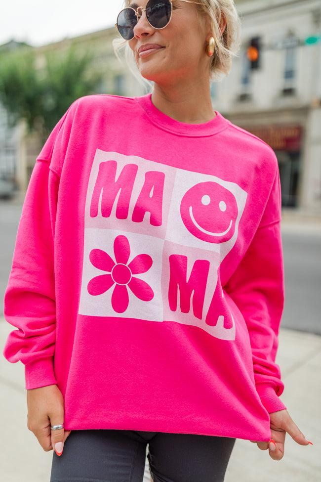 Mama Retro Hot Pink Oversized Graphic Sweatshirt Product Image