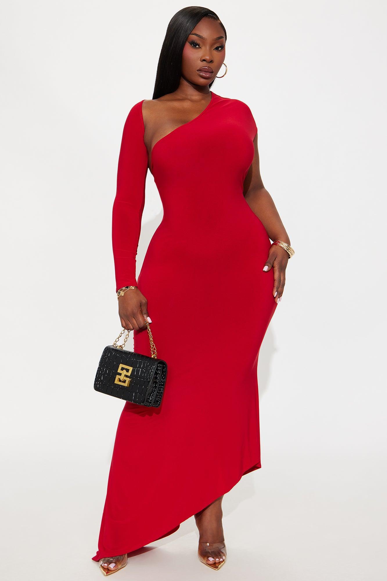 Marlene Long Sleeve Maxi Dress - Red Product Image