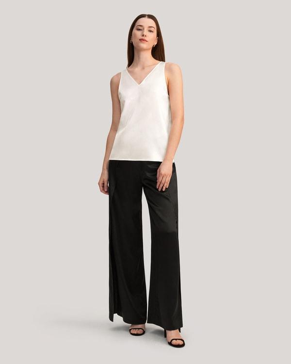 V-Neck Sleeveless Silk Tank Top Product Image
