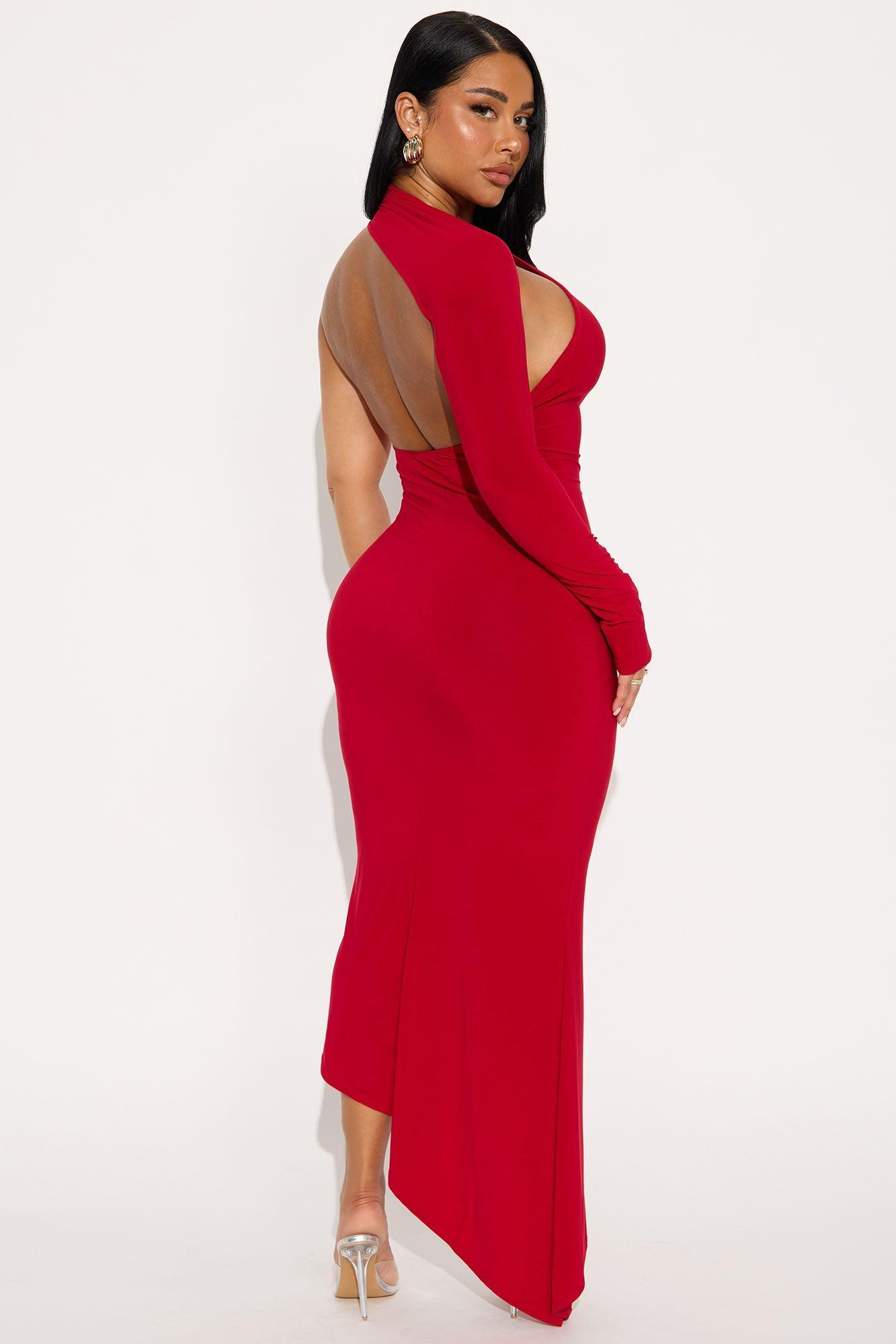 Marlene Long Sleeve Maxi Dress - Red Product Image