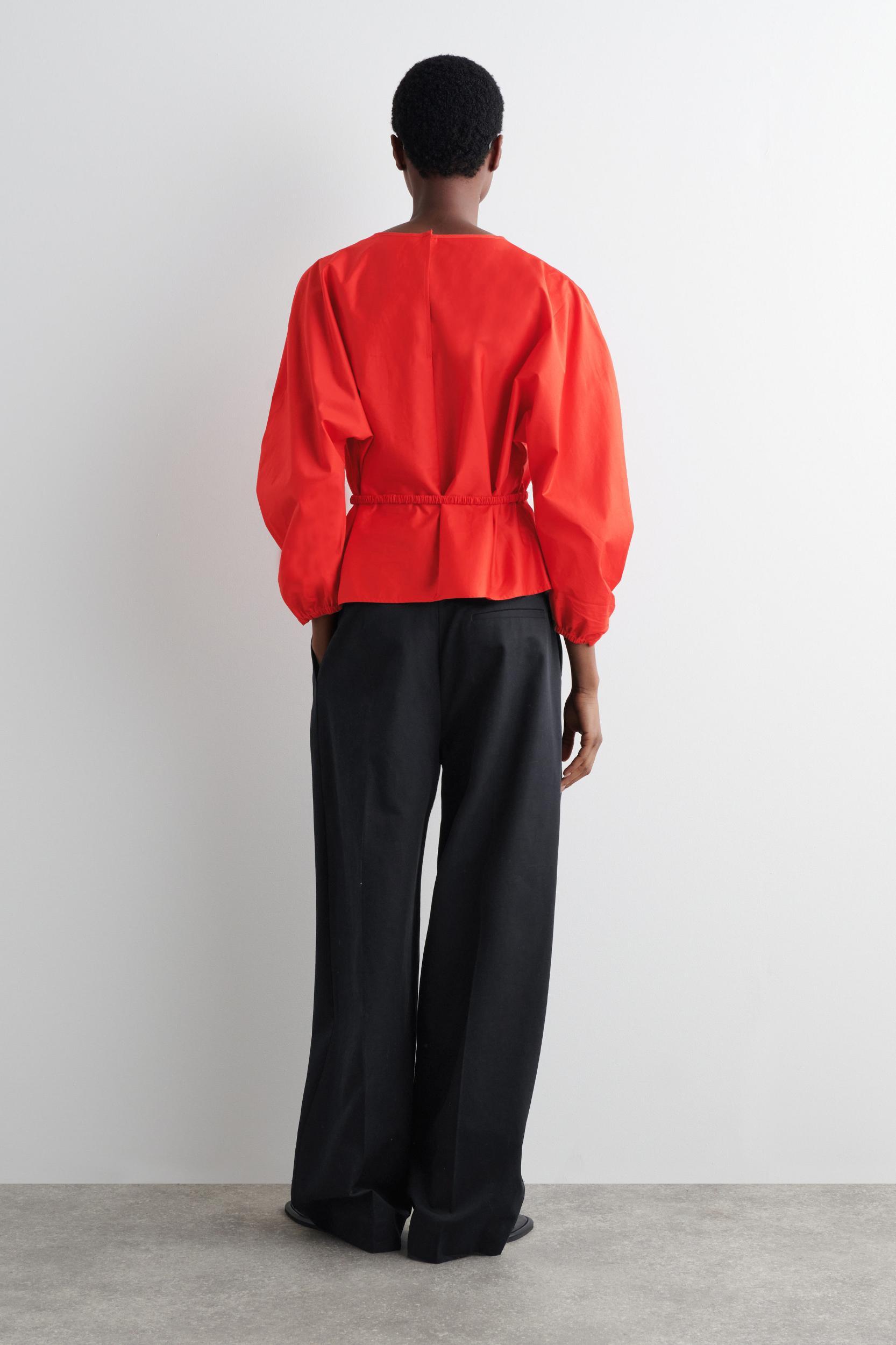 DRAWSTRING PEPLUM BLOUSE Product Image