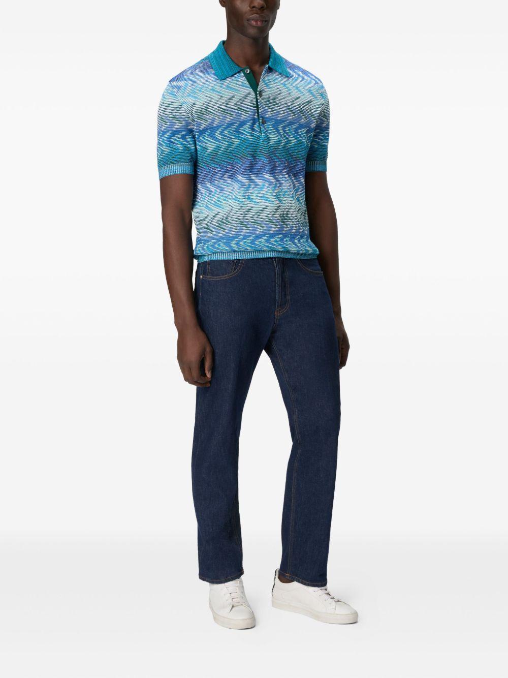 zigzag-woven polo shirt Product Image