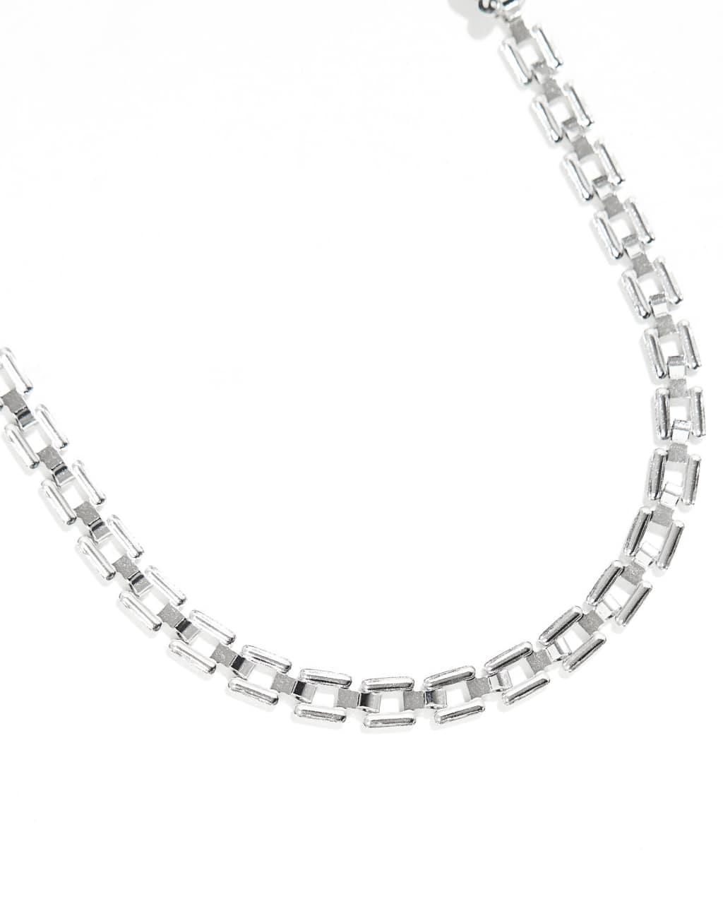 ASOS DESIGN waterproof stainless steel square chain bracelet in silver tone Product Image