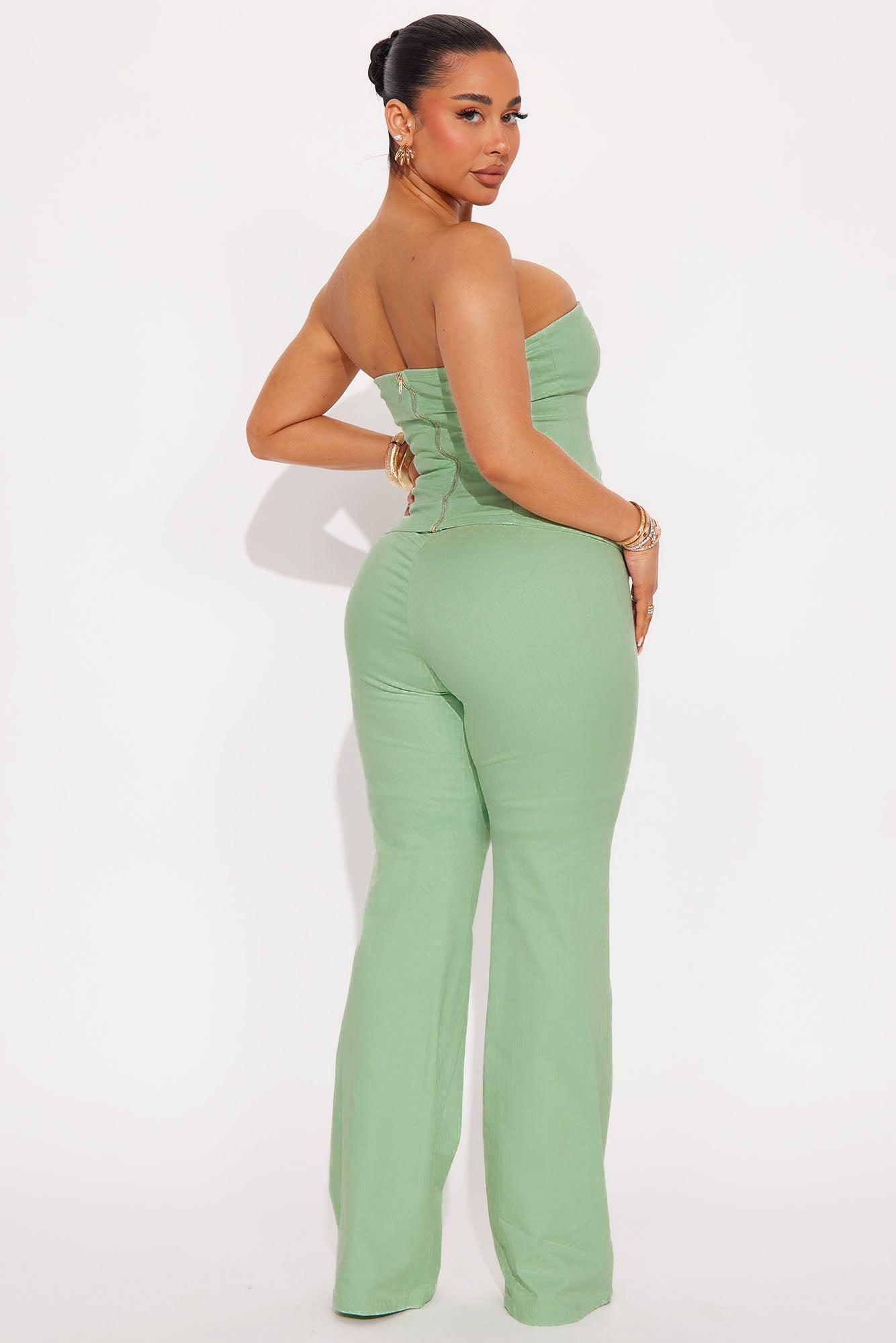 Olivia Denim Pant Set - Sage Product Image