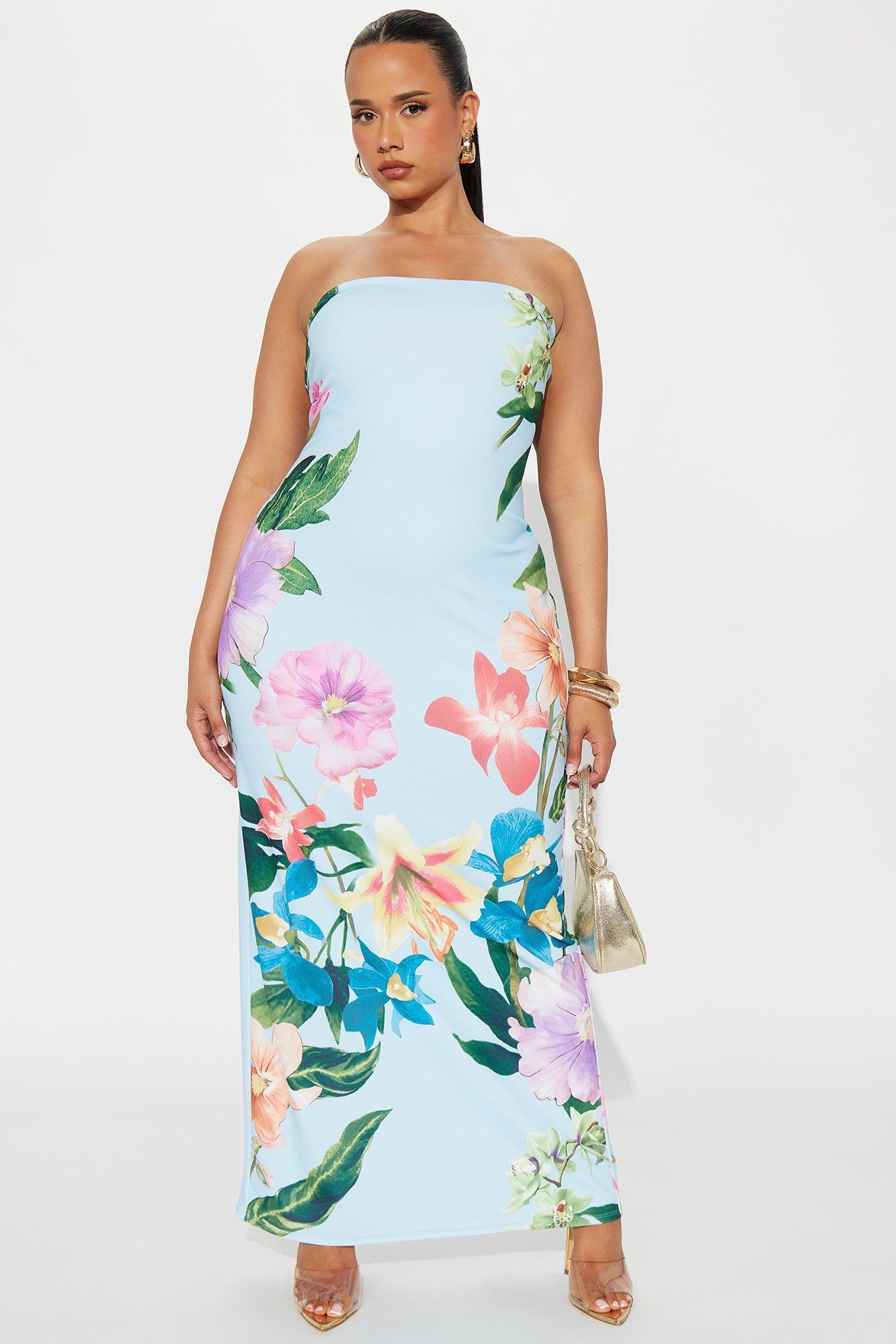Pretty Petals Tube Maxi Dress - Blue/combo Product Image