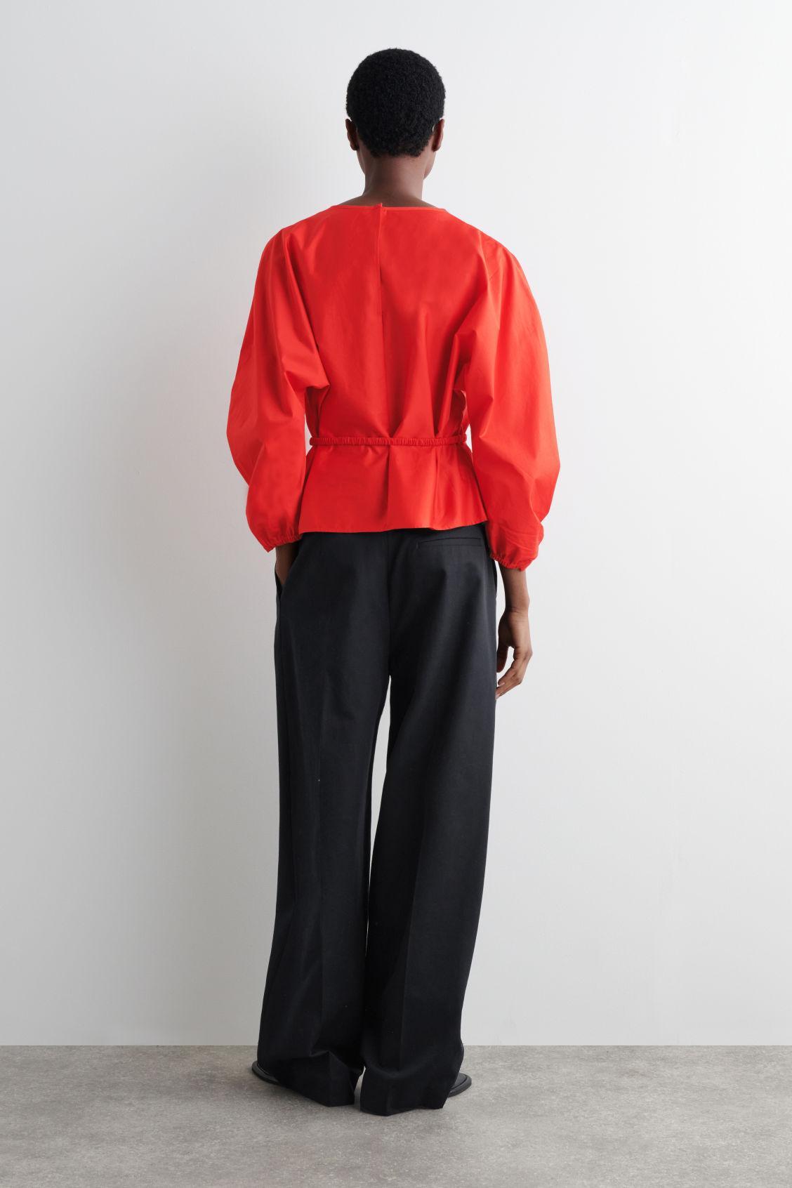 DRAWSTRING PEPLUM BLOUSE Product Image