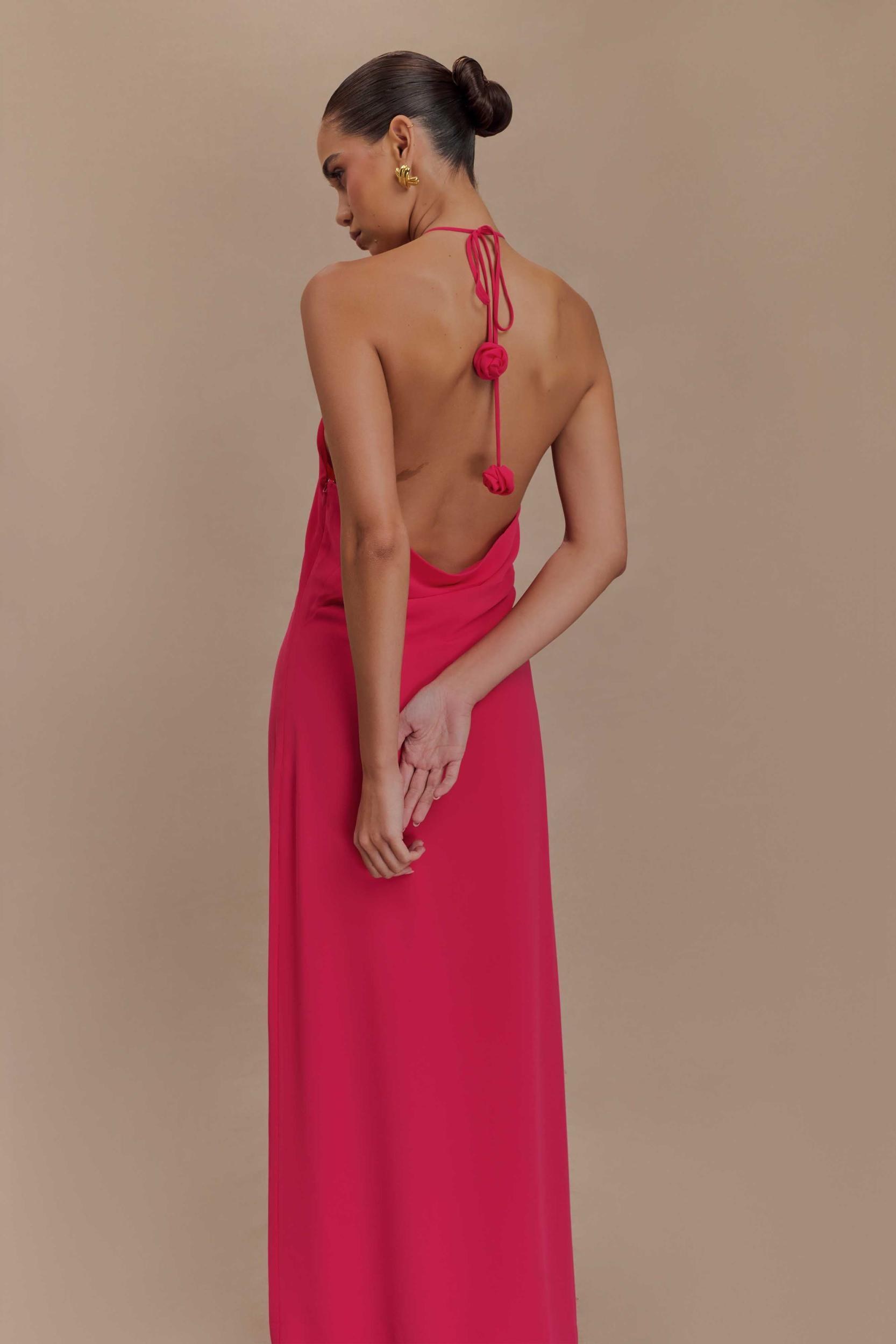 Rosalia Cowl Neck Maxi Dress - Raspberry Product Image