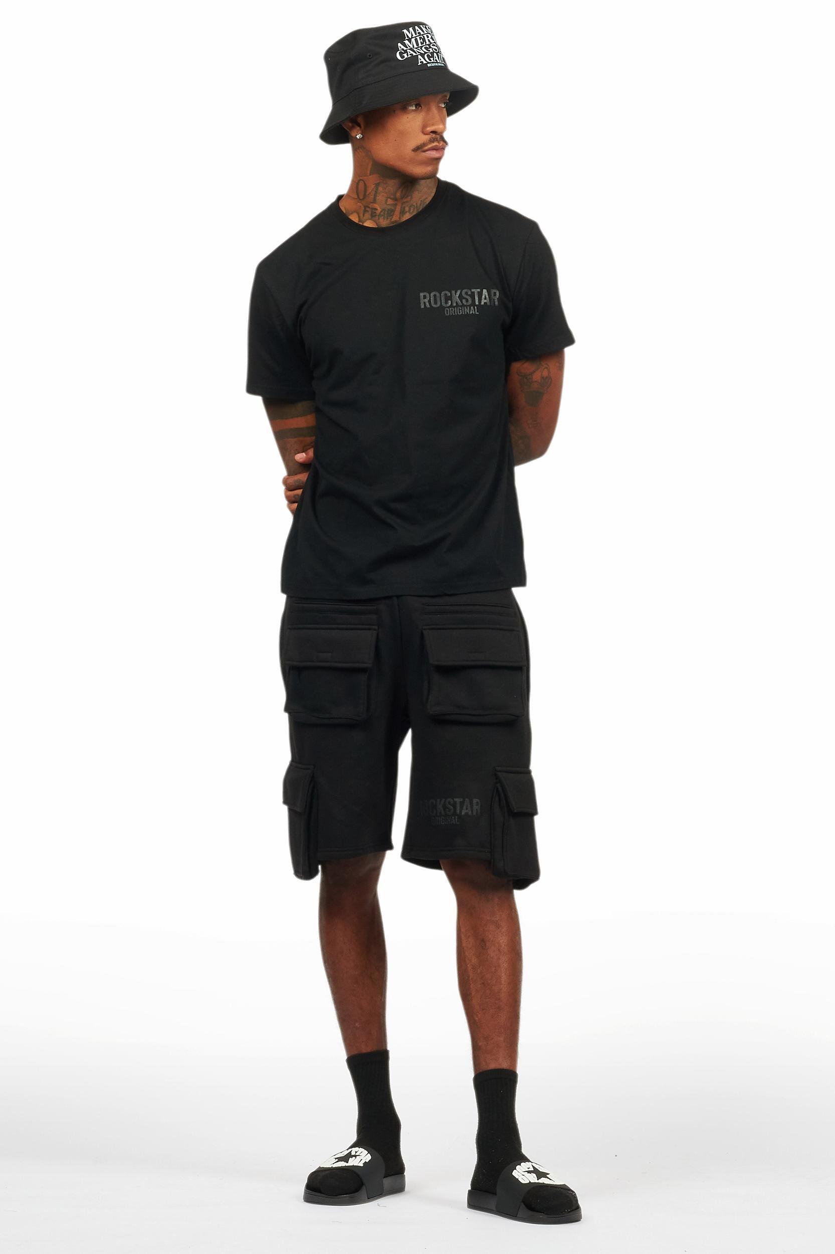 Sana Black/Black T-Shirt Cargo Shorts Set Male Product Image