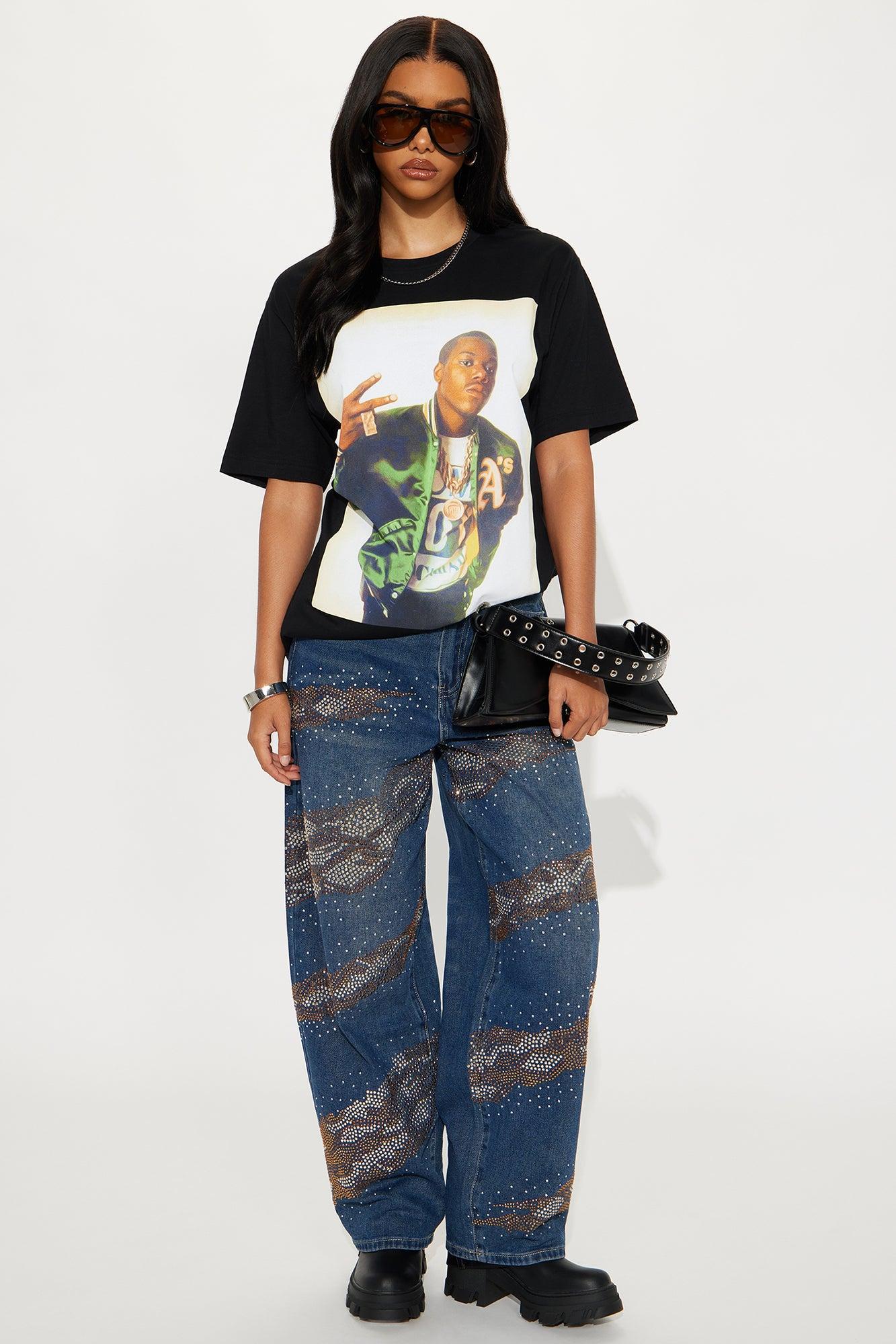 Too Short Retro Jacket Oversized Tee - Black Product Image