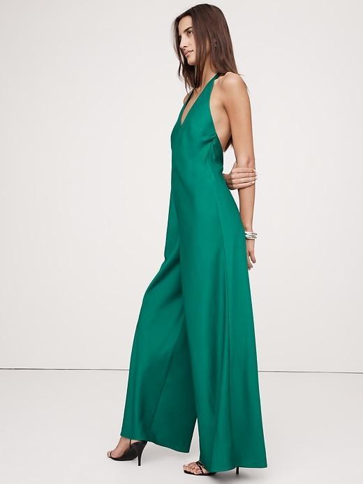 Satin Halter Jumpsuit Product Image