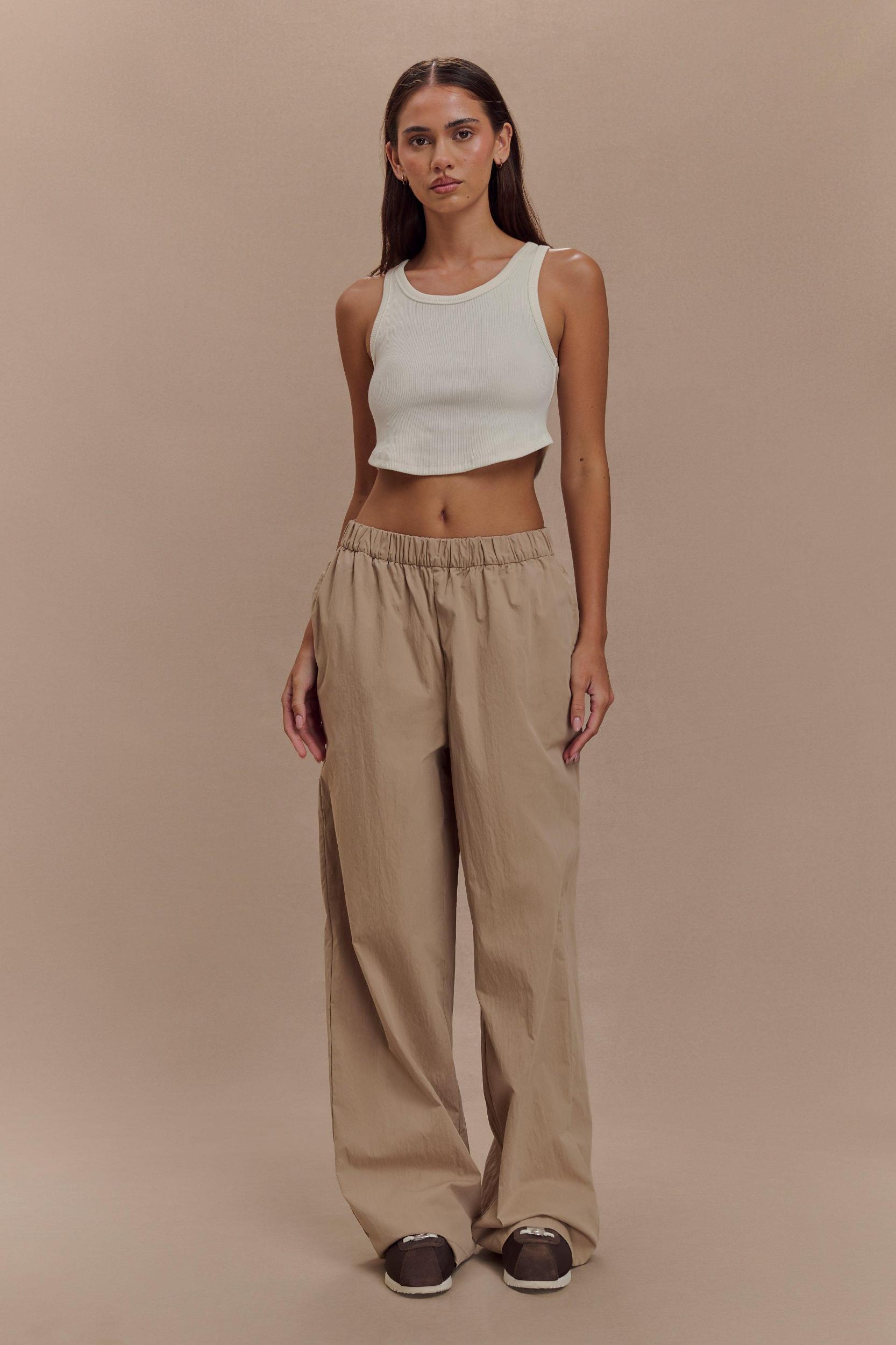 Campbell Cotton Wide Leg Pants - Sand Product Image