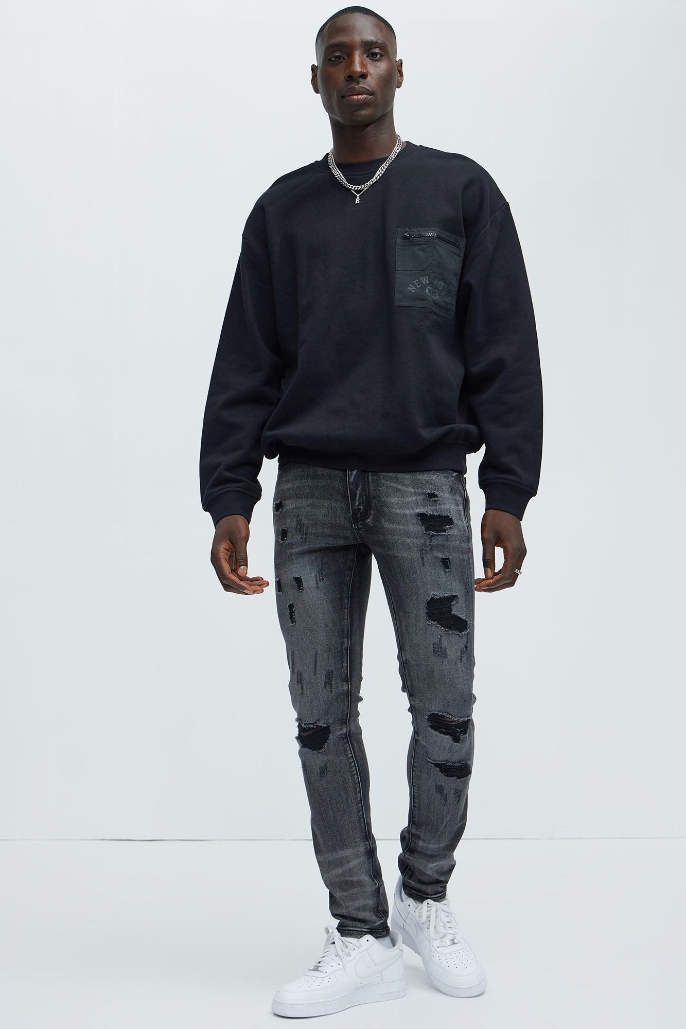 NYC Pocket Crewneck Sweatshirt - Black Product Image