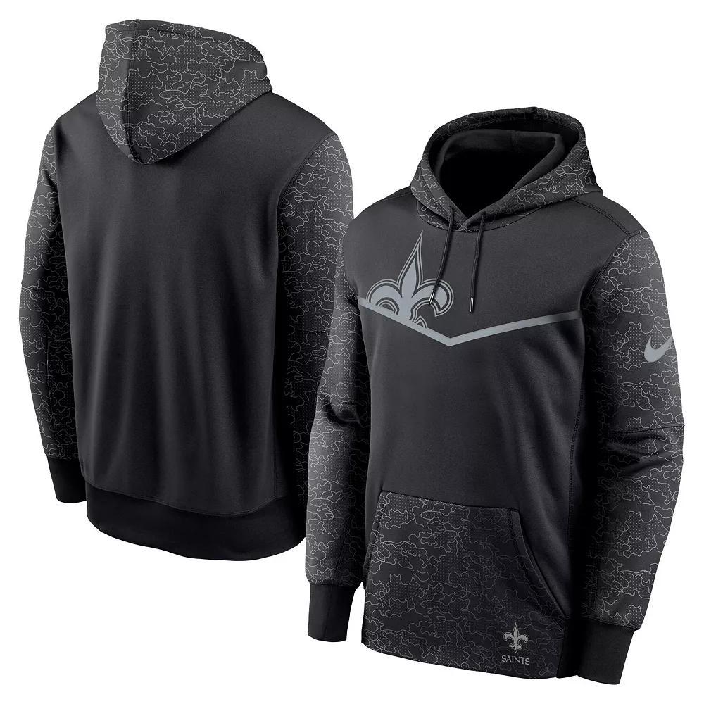 Men's Nike Black New Orleans Saints RFLCTV Chevron Pullover Hoodie, Size: Medium Product Image