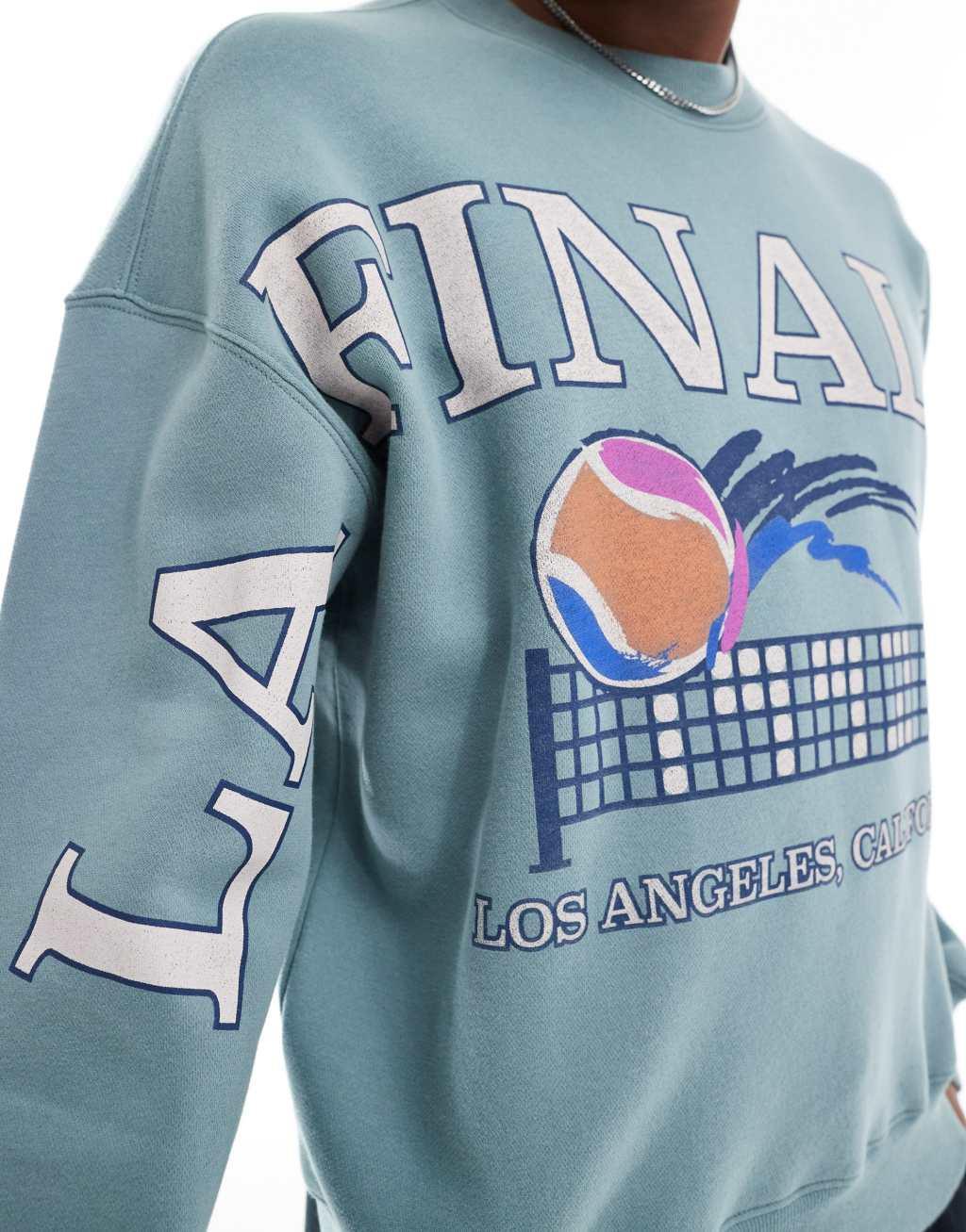 Hollister quarter zip sweatshirt top with contrast piping in blue Product Image