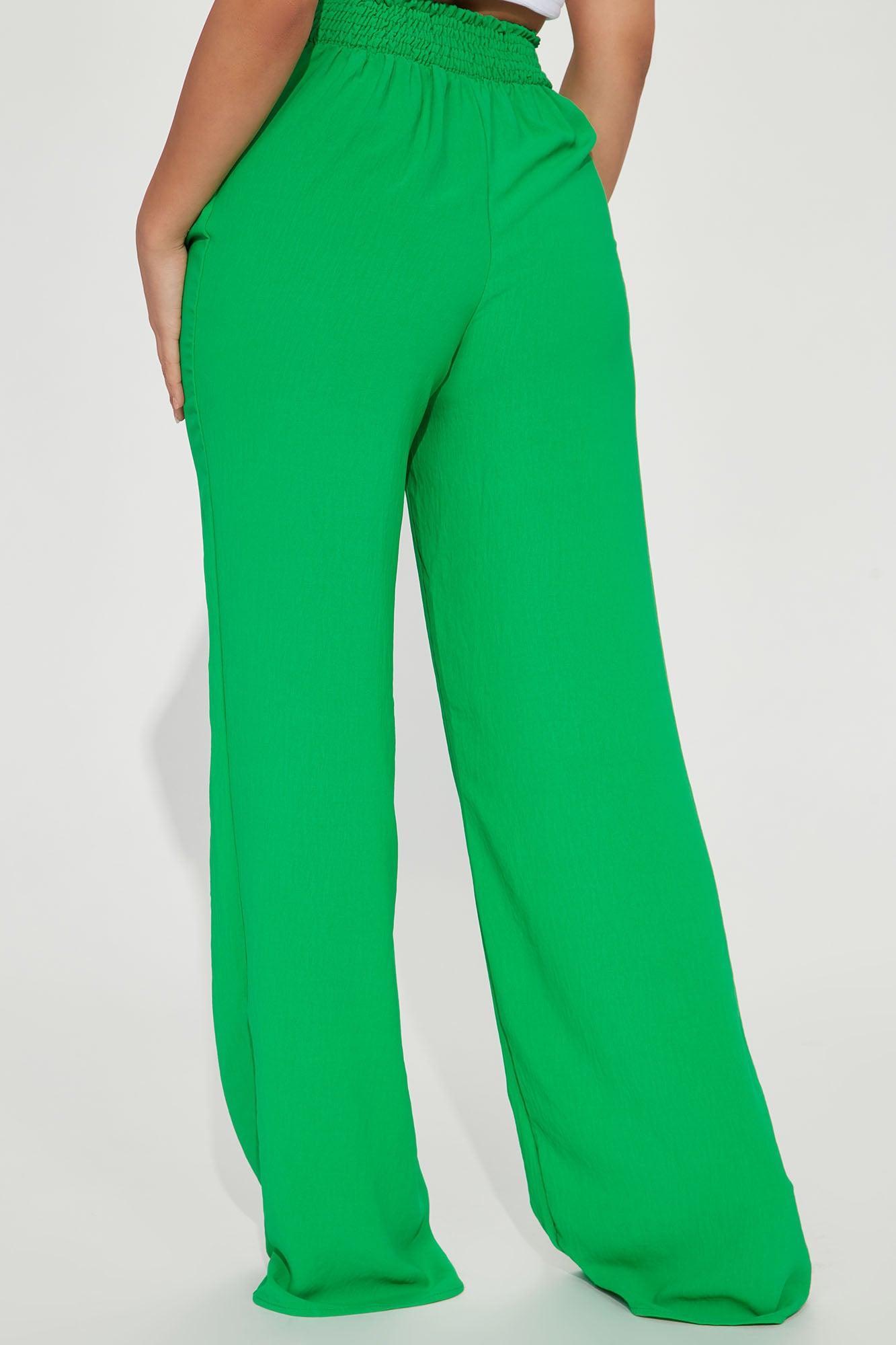 Chase My Love Wide Leg Textured Pant - Kelly Green Product Image