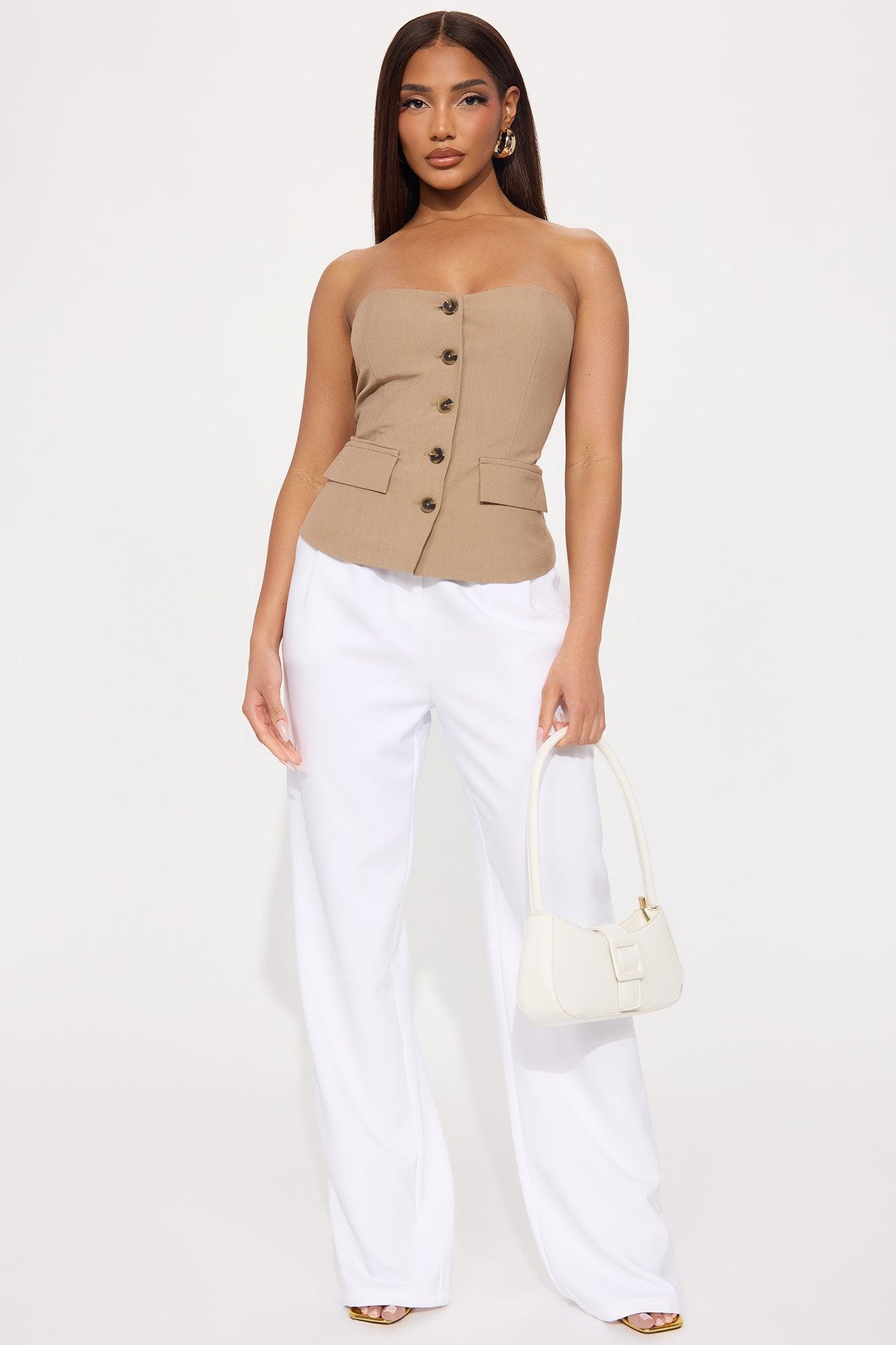 Always Impressed Vest Top - Taupe Product Image