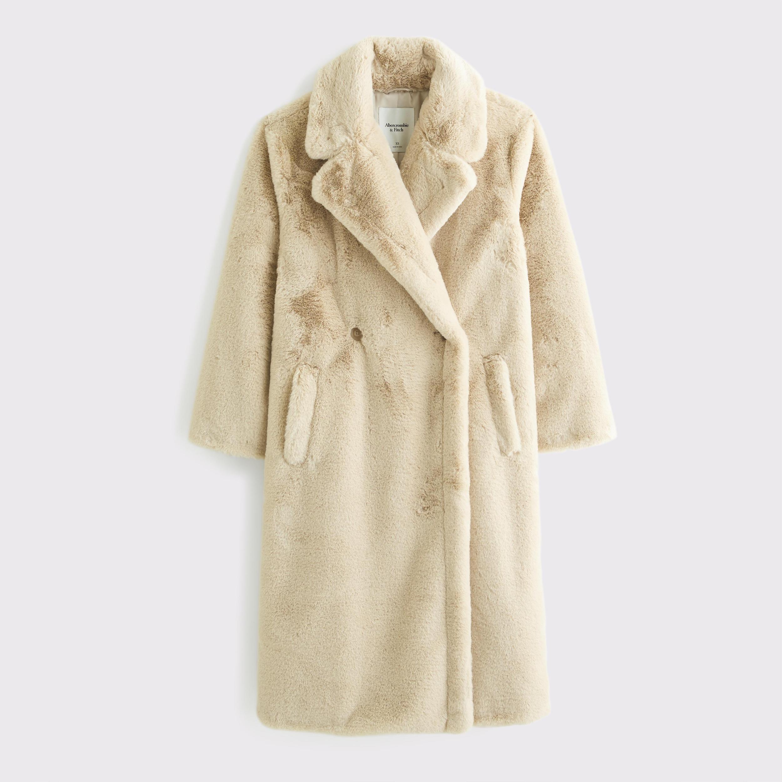 Double-Breasted Faux Fur Coat Product Image