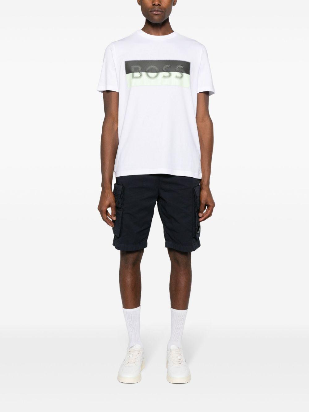 HUGO BOSS Logo-appliqué Short-sleeve T-shirt In White Product Image