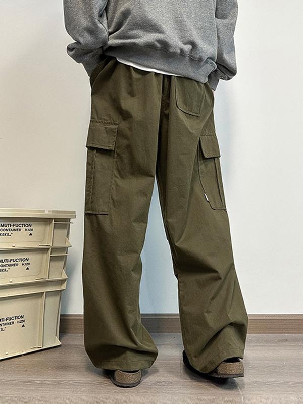 Men's Solid Big Pocket Cargo Pants Product Image