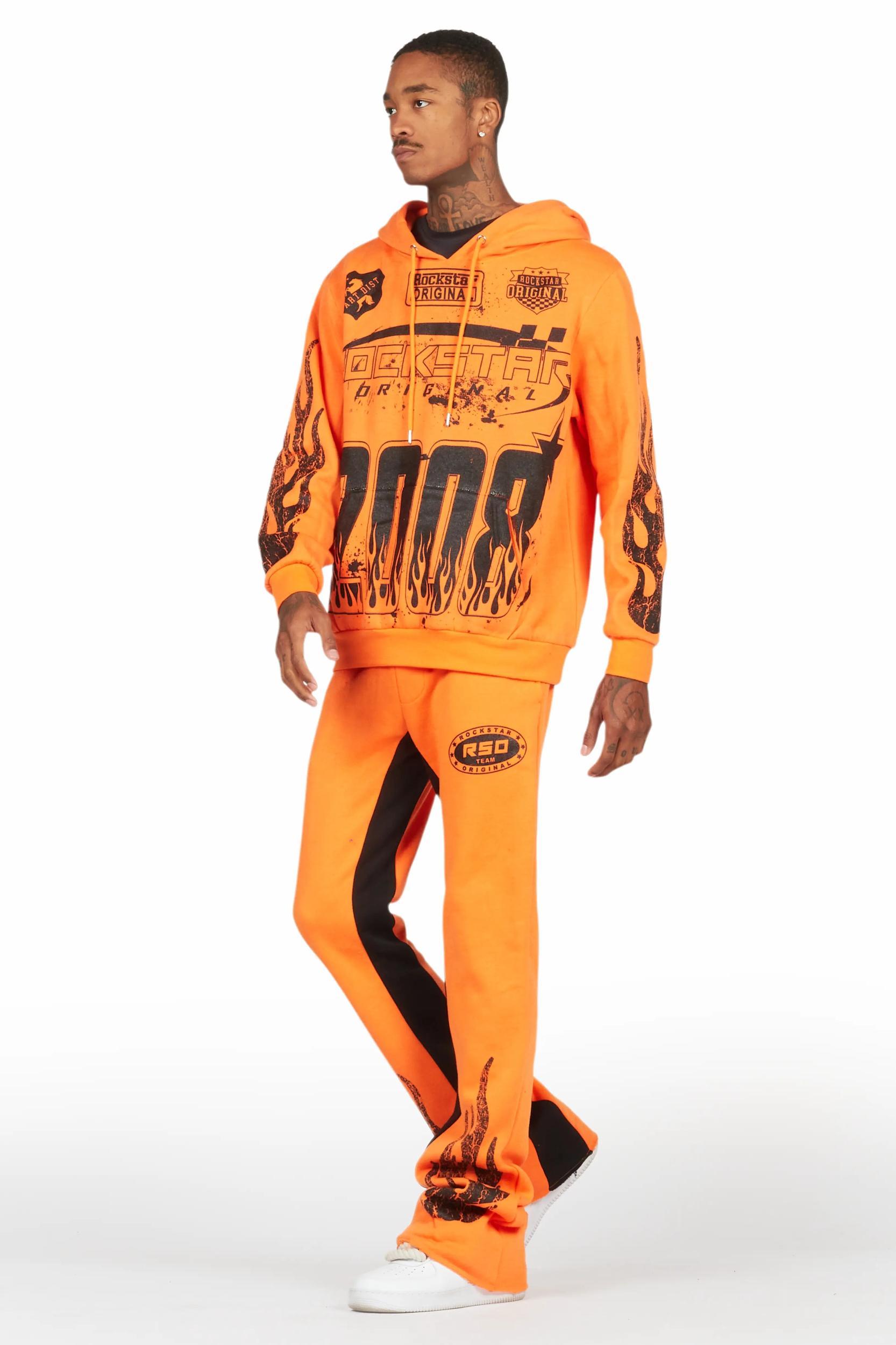 Amos Orange Hoodie/Baggy Track Pant Set Male Product Image