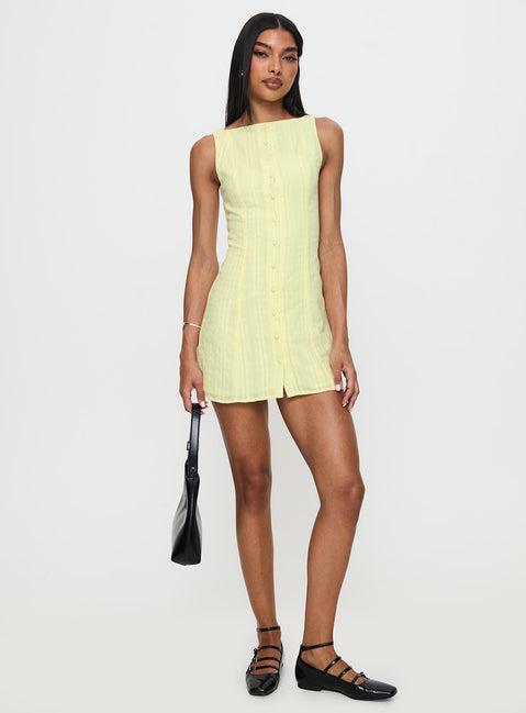 Mimsie Embroidered Mini Dress Lemon Product Image