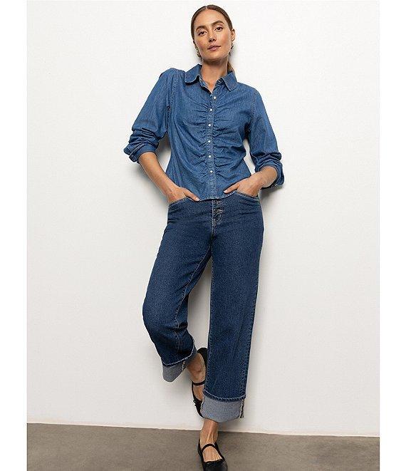 Sanctuary Luna Button Fly Cuffed Cropped Denim Jeans Product Image