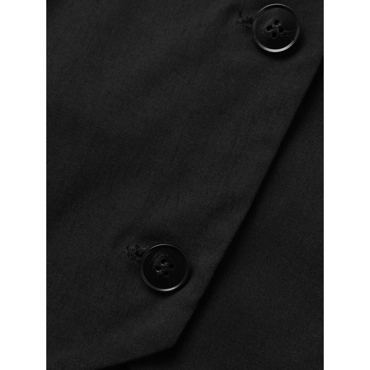 Plus Size Stretch Woven Vest Flare Midi Dress Black Women At the Office Button Suit Collar Sleeveless Curvy BloomChic 18-20/2X Product Image