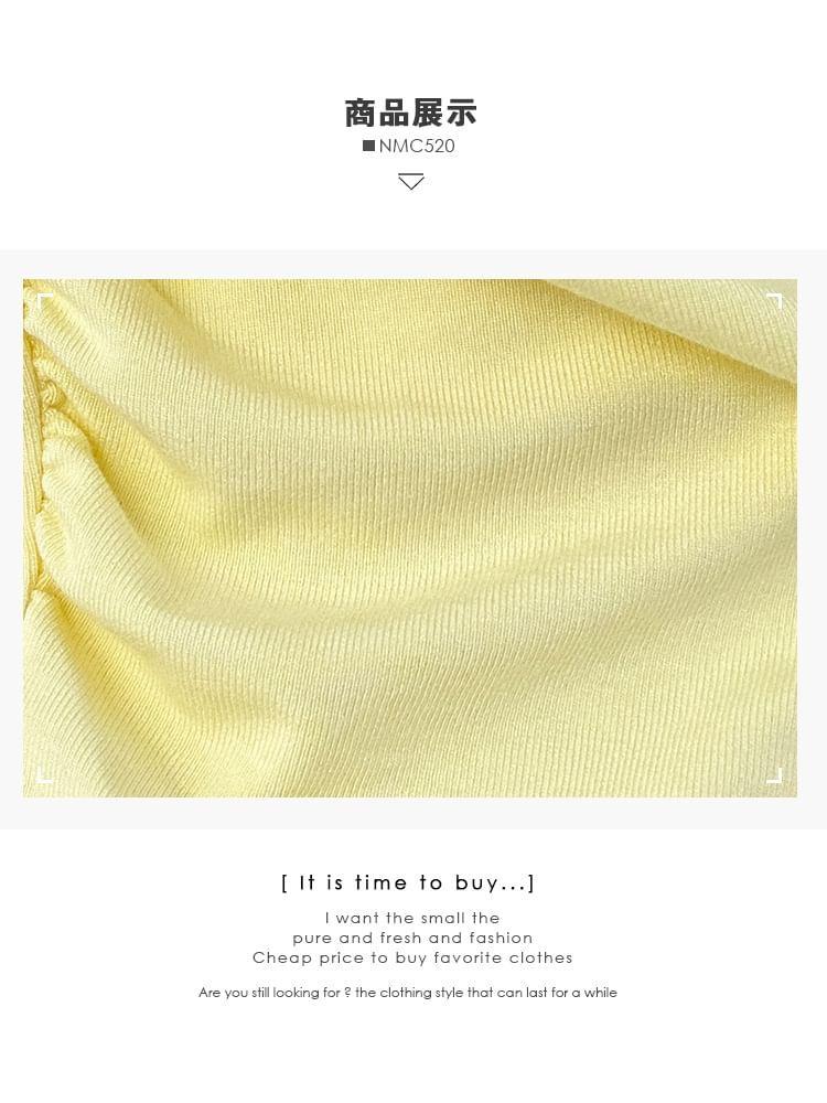 Plain Ruched Crop Tee Product Image